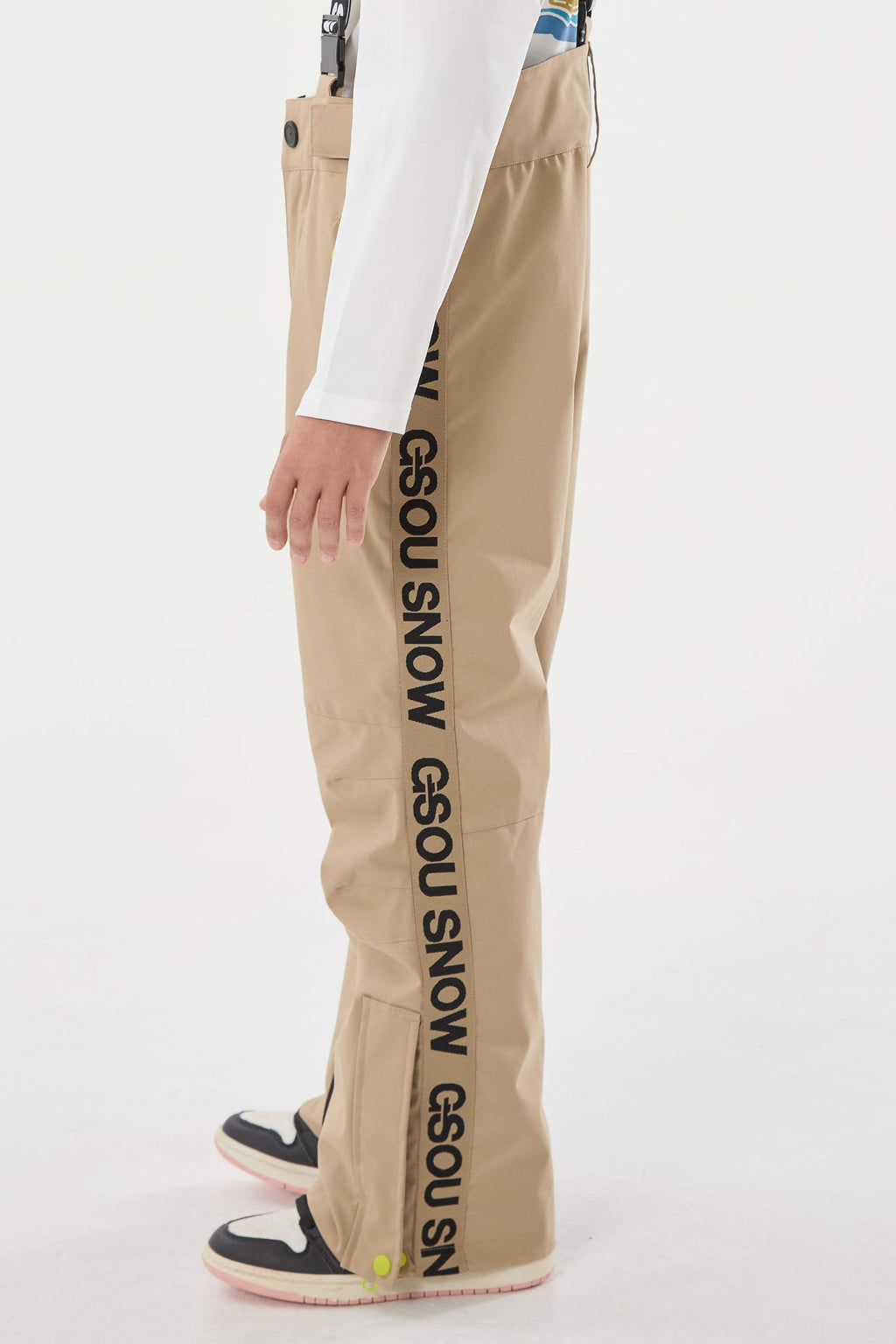 Army Green Insulated Ski Pants With Suspenders Snow Pants