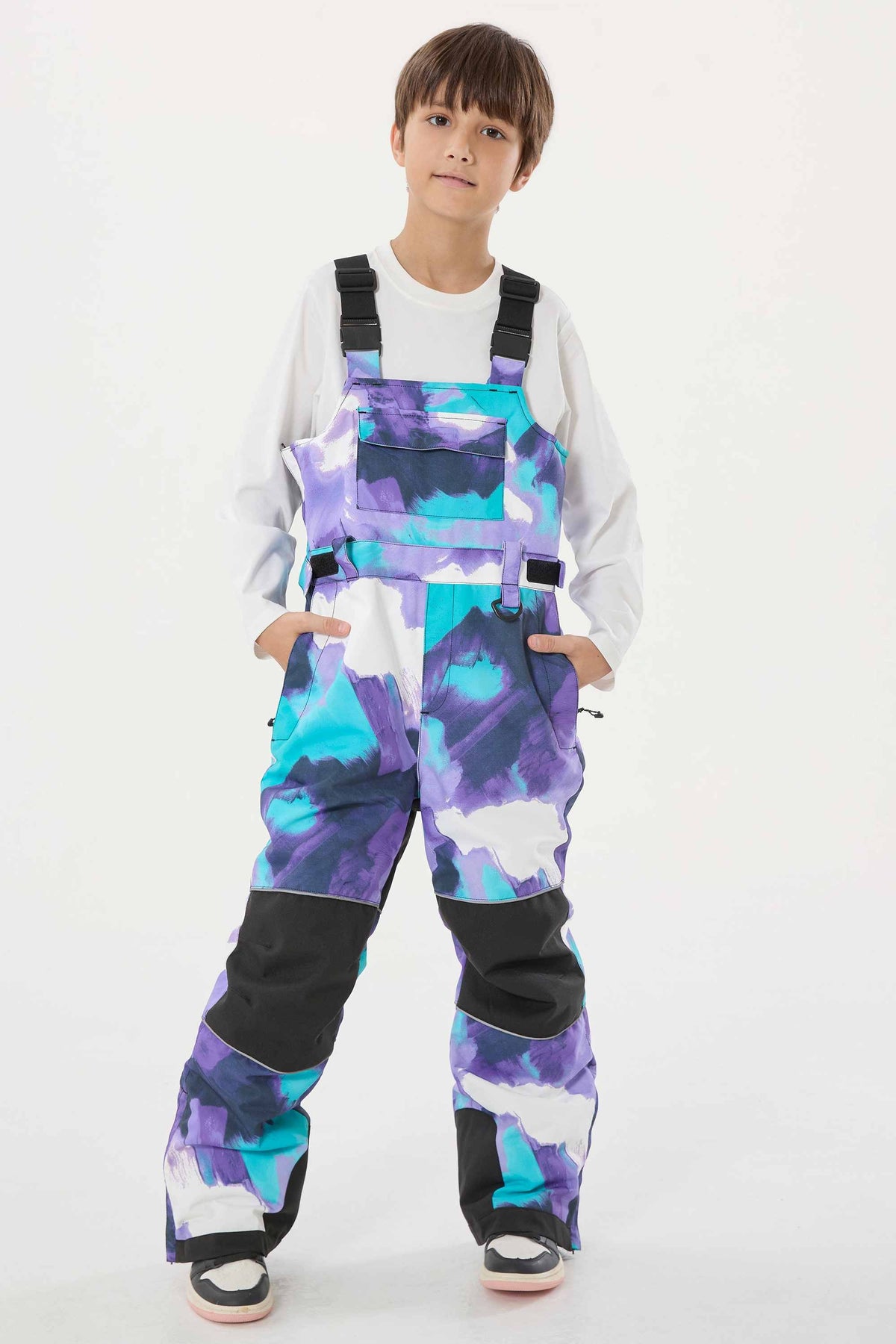 Boys’ Off White Reflective Durable Workwear Snow Bibs