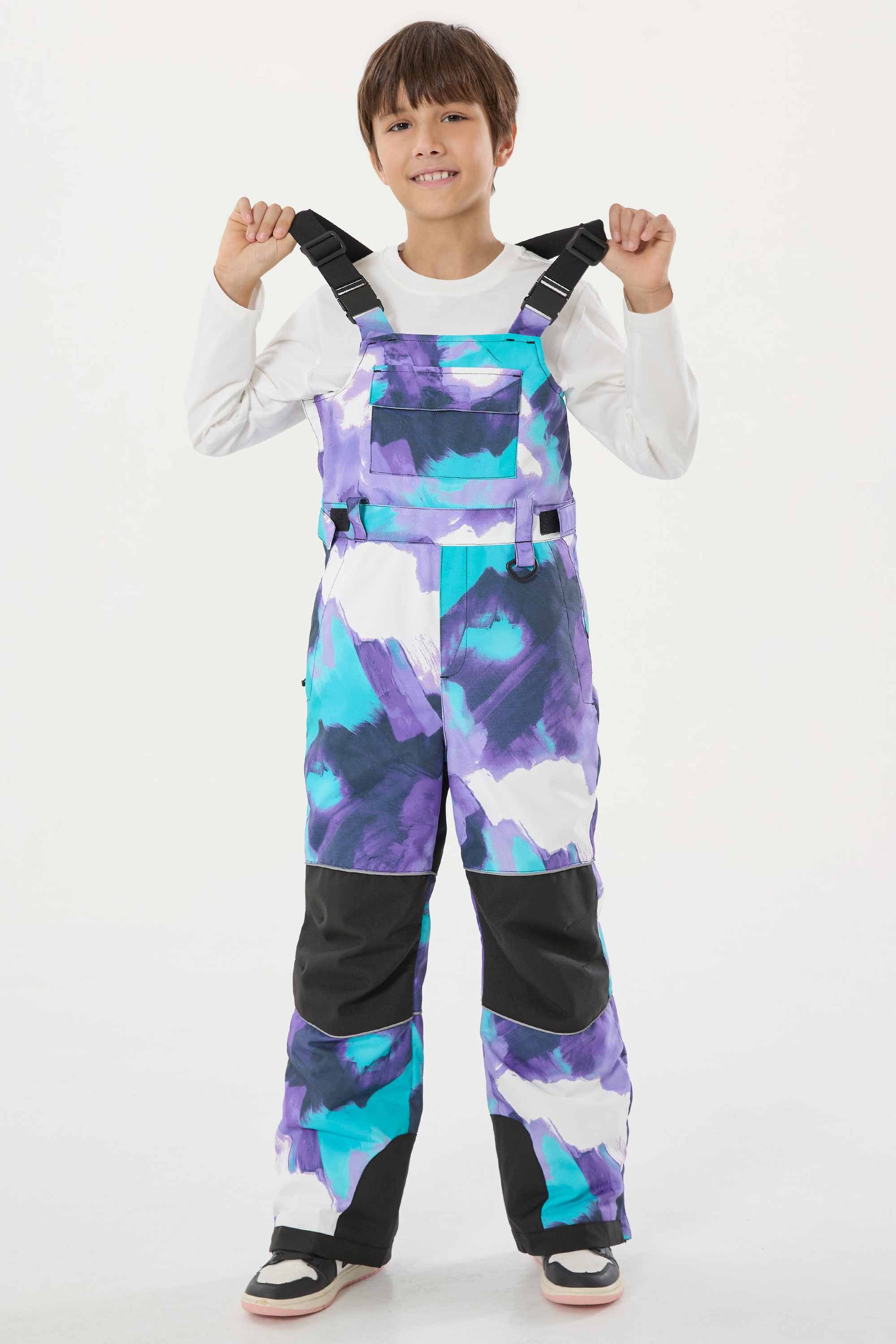 Blue Tie-dye Reflective Workwear Ski Bibs Durable Snow Bibs