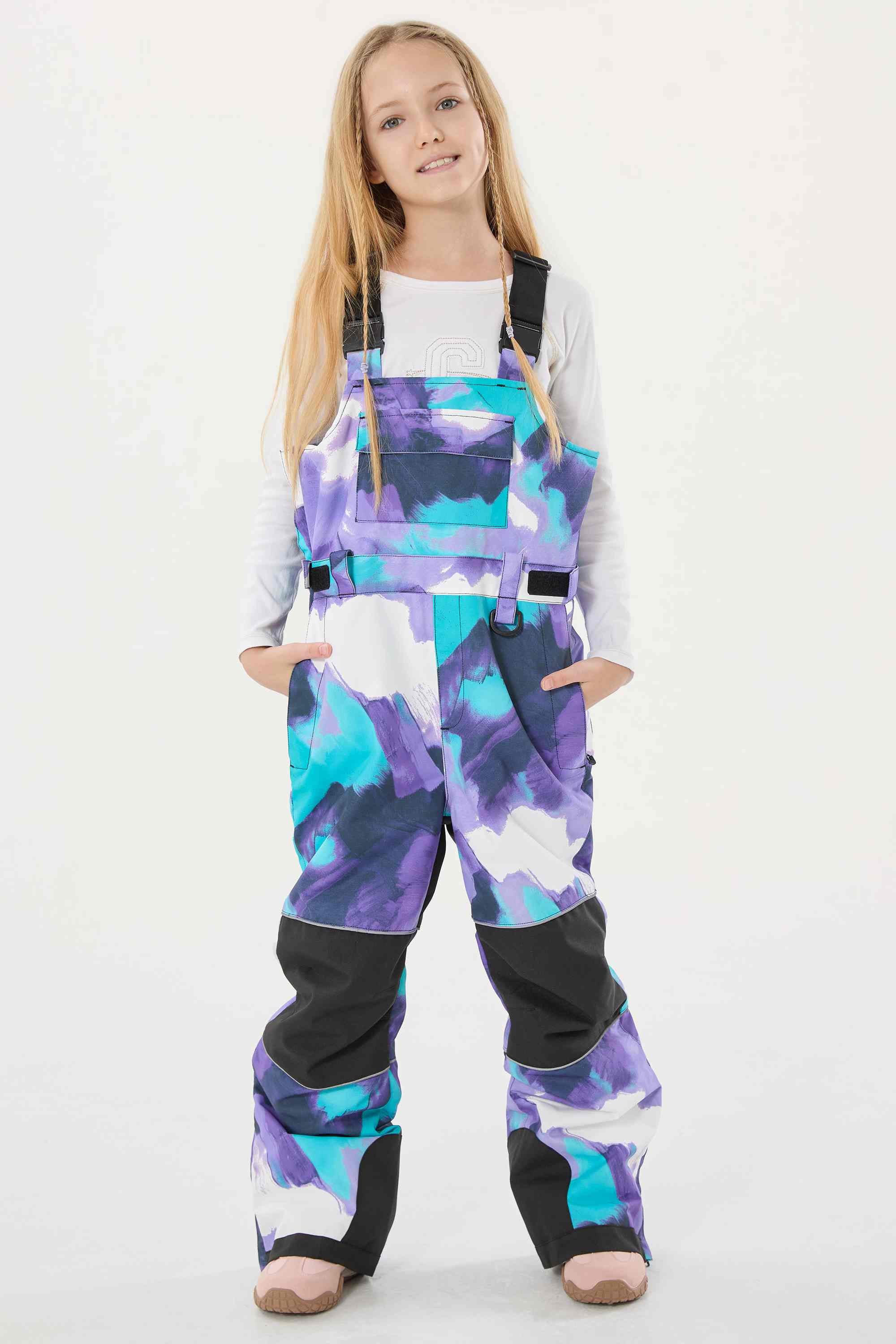 Purple Tie-dye Reflective Workwear Ski Bibs Durable Snow Bibs Main image