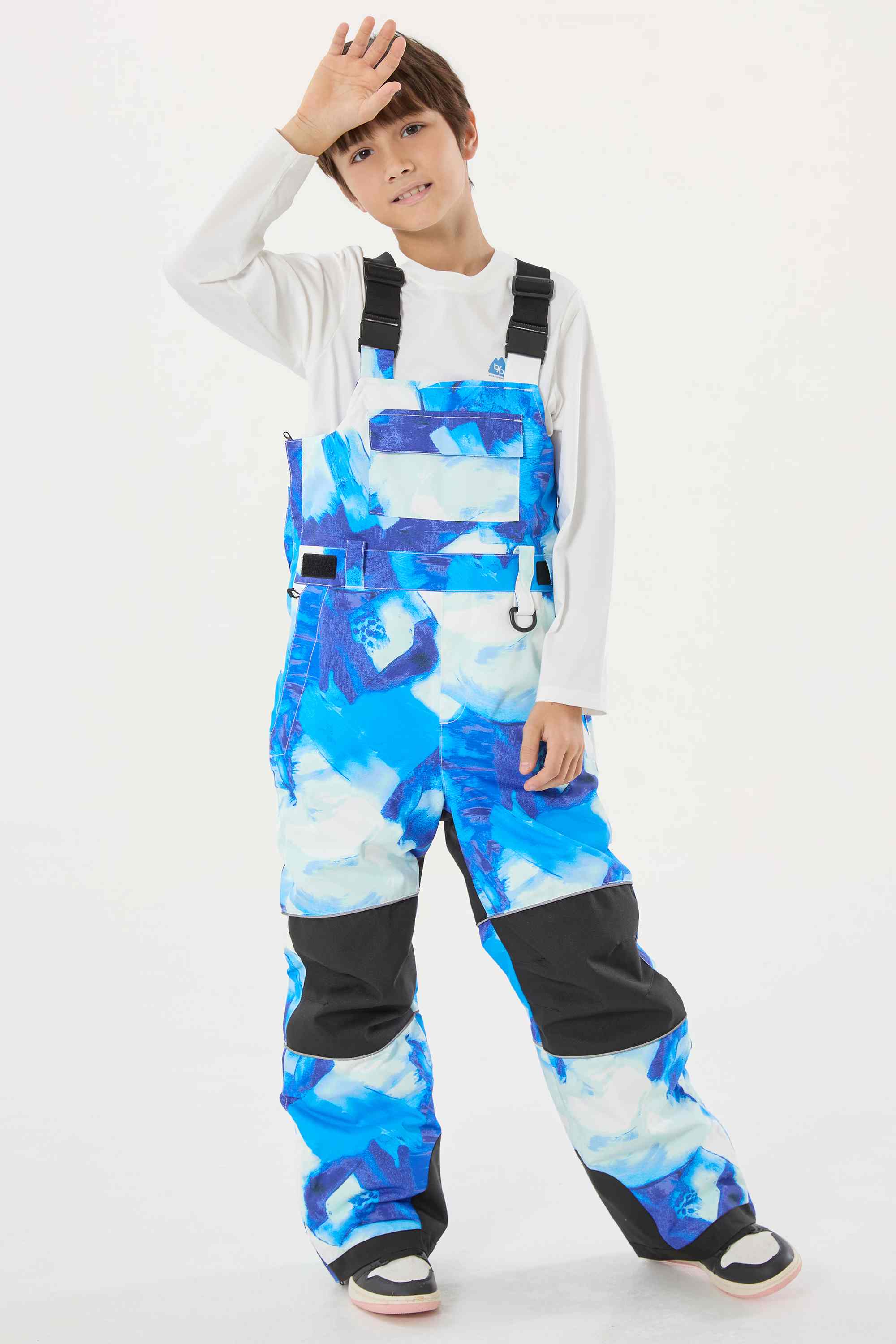 Blue Tie-dye Reflective Workwear Ski Bibs Durable Snow Bibs Main image