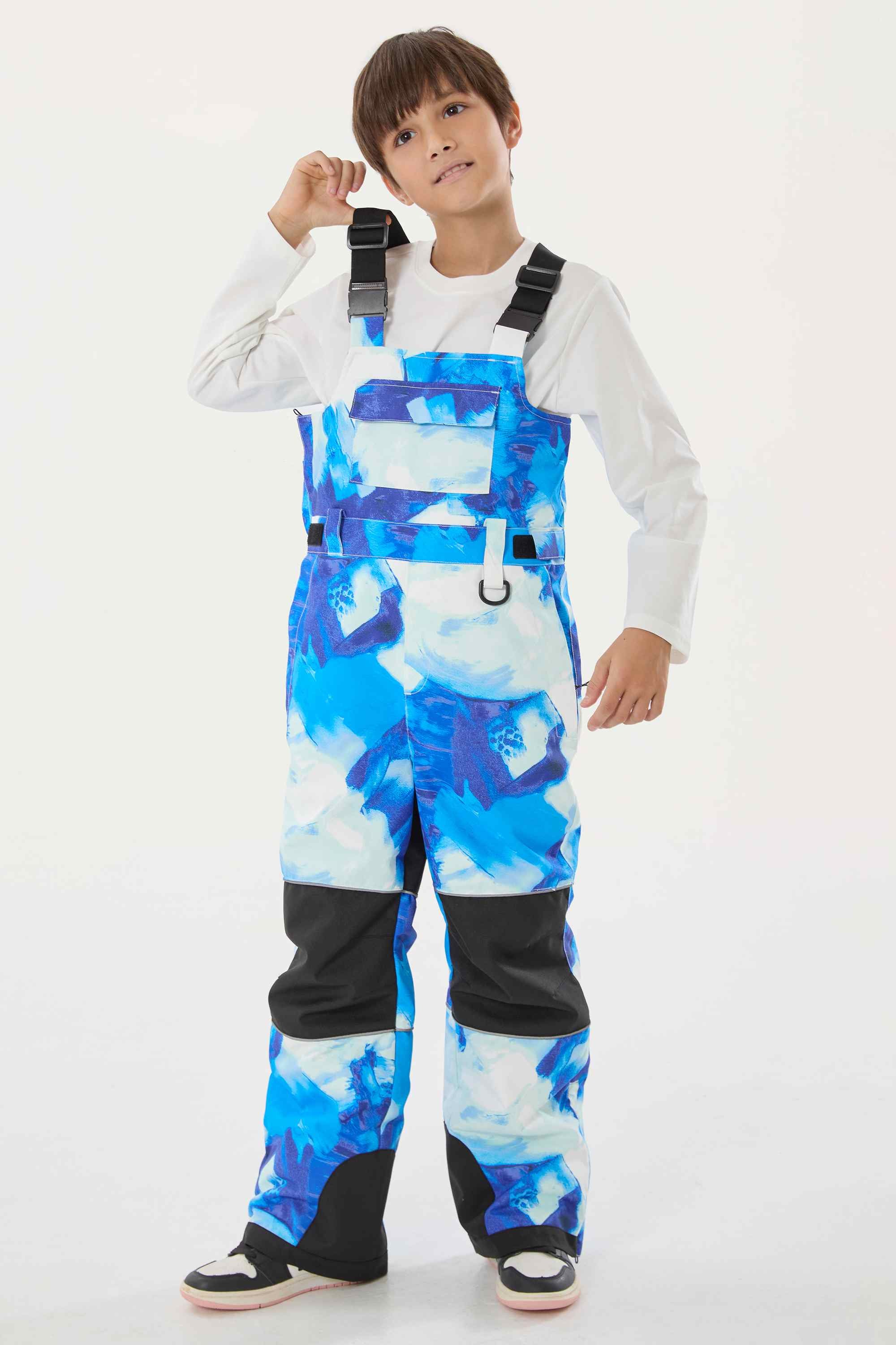 Blue Tie-dye Reflective Workwear Ski Bibs Durable Snow Bibs