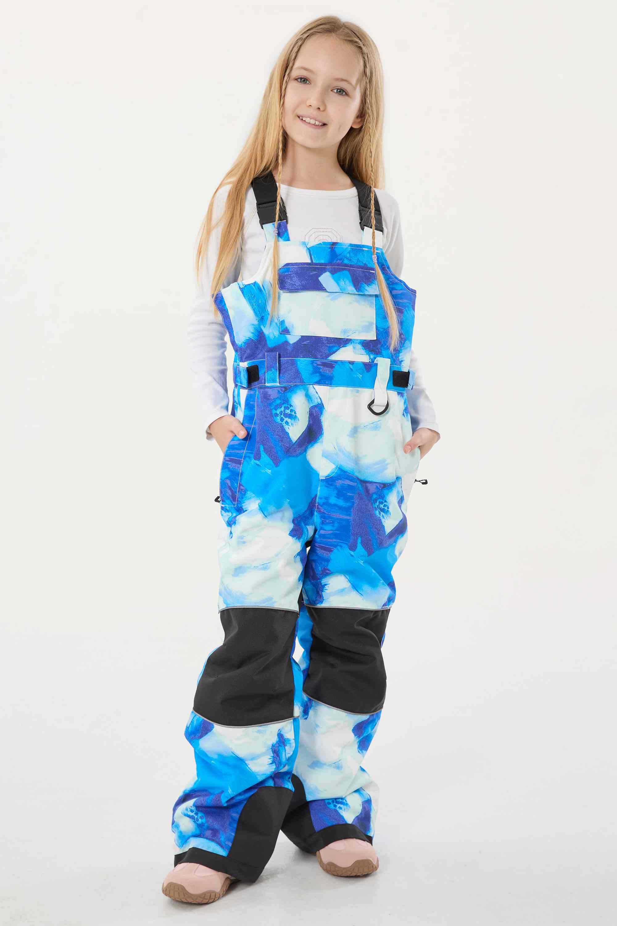 Blue Tie-dye Reflective Workwear Ski Bibs Durable Snow Bibs Main image
