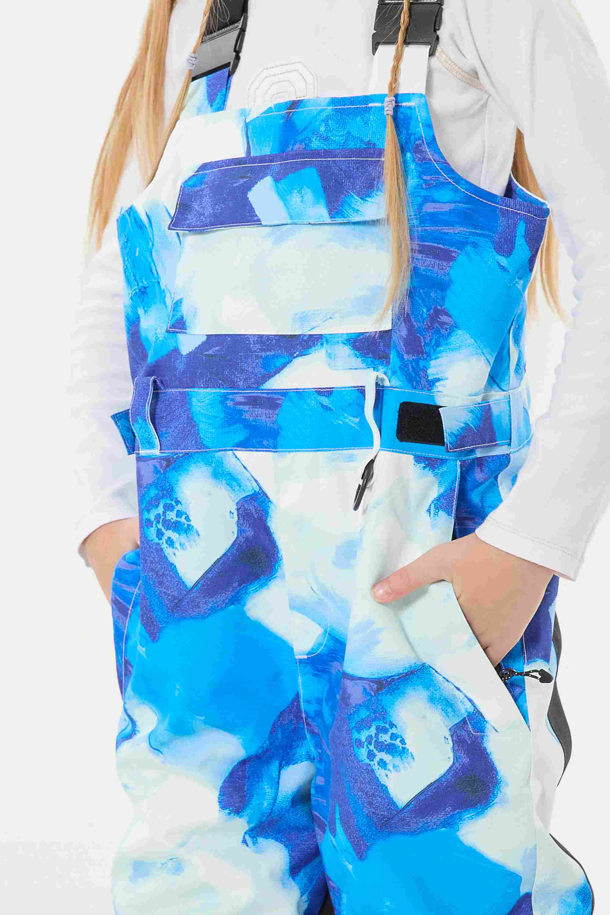 Blue Tie-dye Reflective Workwear Ski Bibs Durable Snow Bibs Secondary image