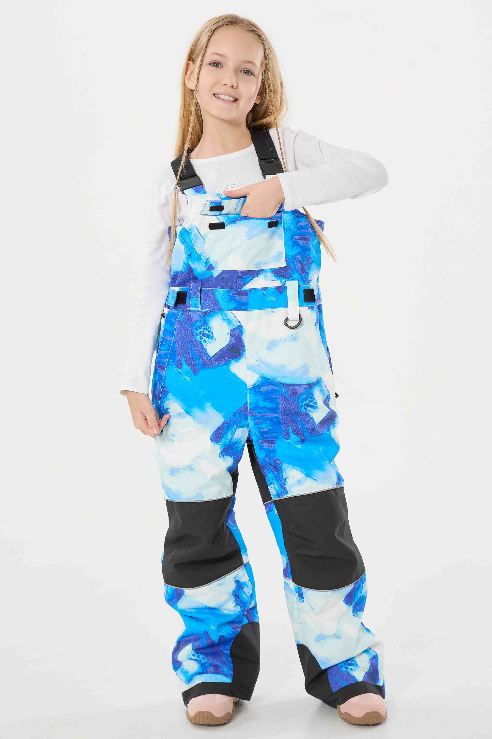 Black Reflective Workwear Ski Bibs Durable Snow Bibs