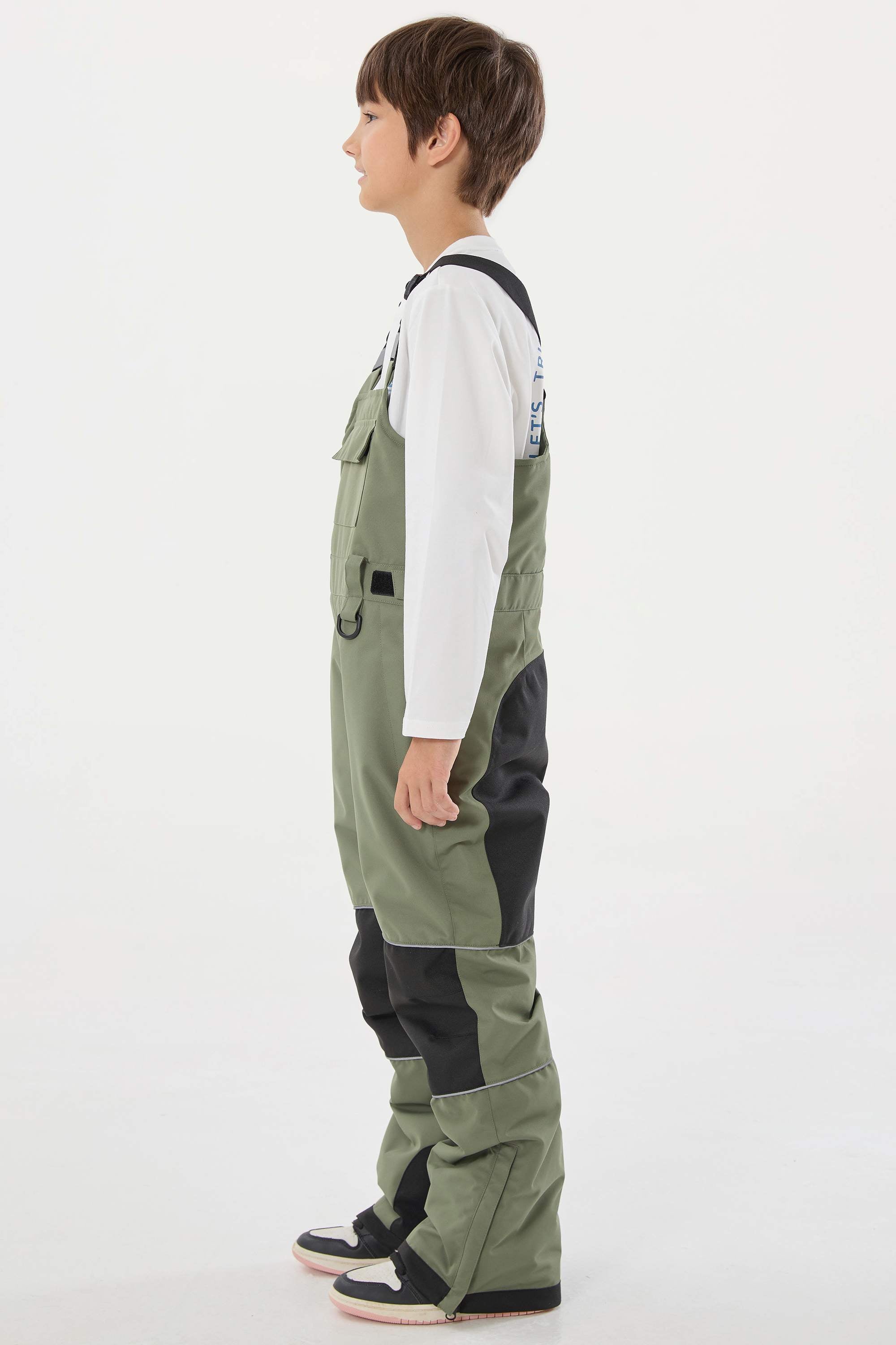 Khaki Reflective Workwear Ski Bibs Durable Snow Bibs