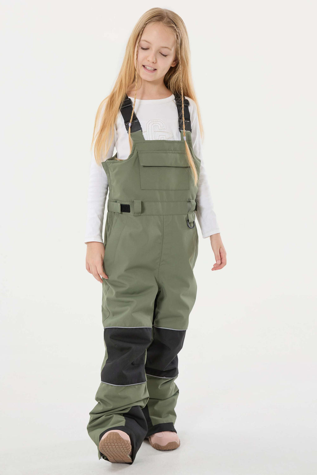 Khaki Reflective Workwear Ski Bibs Durable Snow Bibs