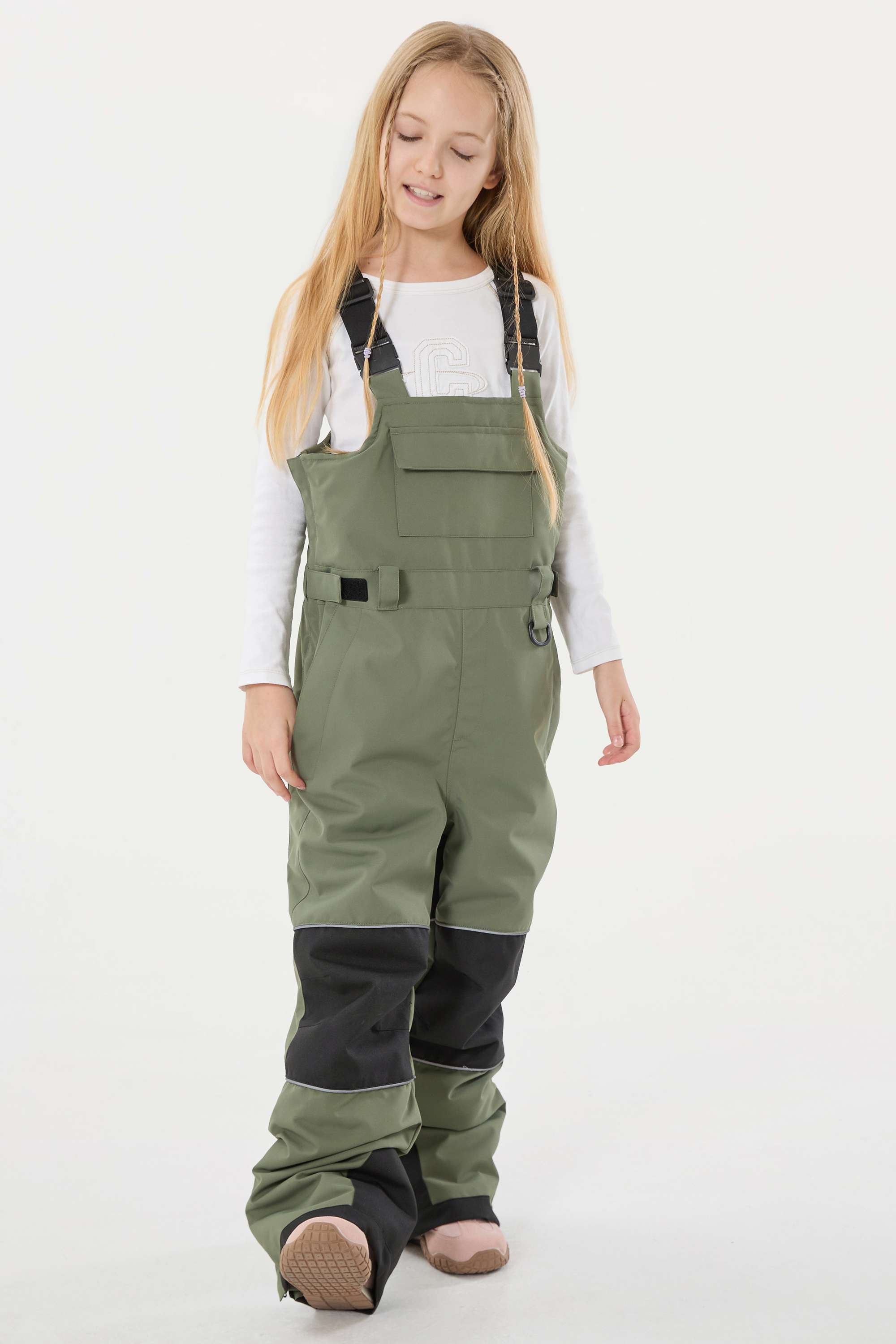 Khaki Reflective Workwear Ski Bibs Durable Snow Bibs