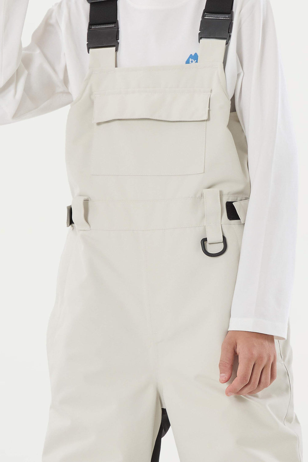 Off White Reflective Workwear Ski Bibs Durable Snow Bibs