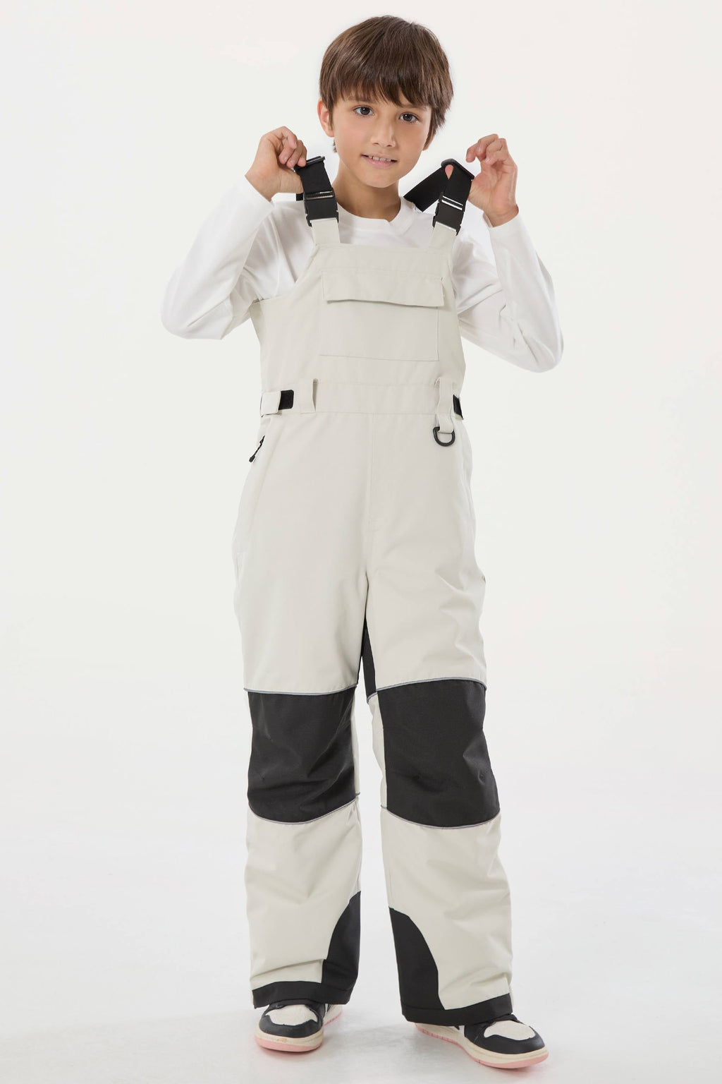 Off White Reflective Workwear Ski Bibs Durable Snow Bibs