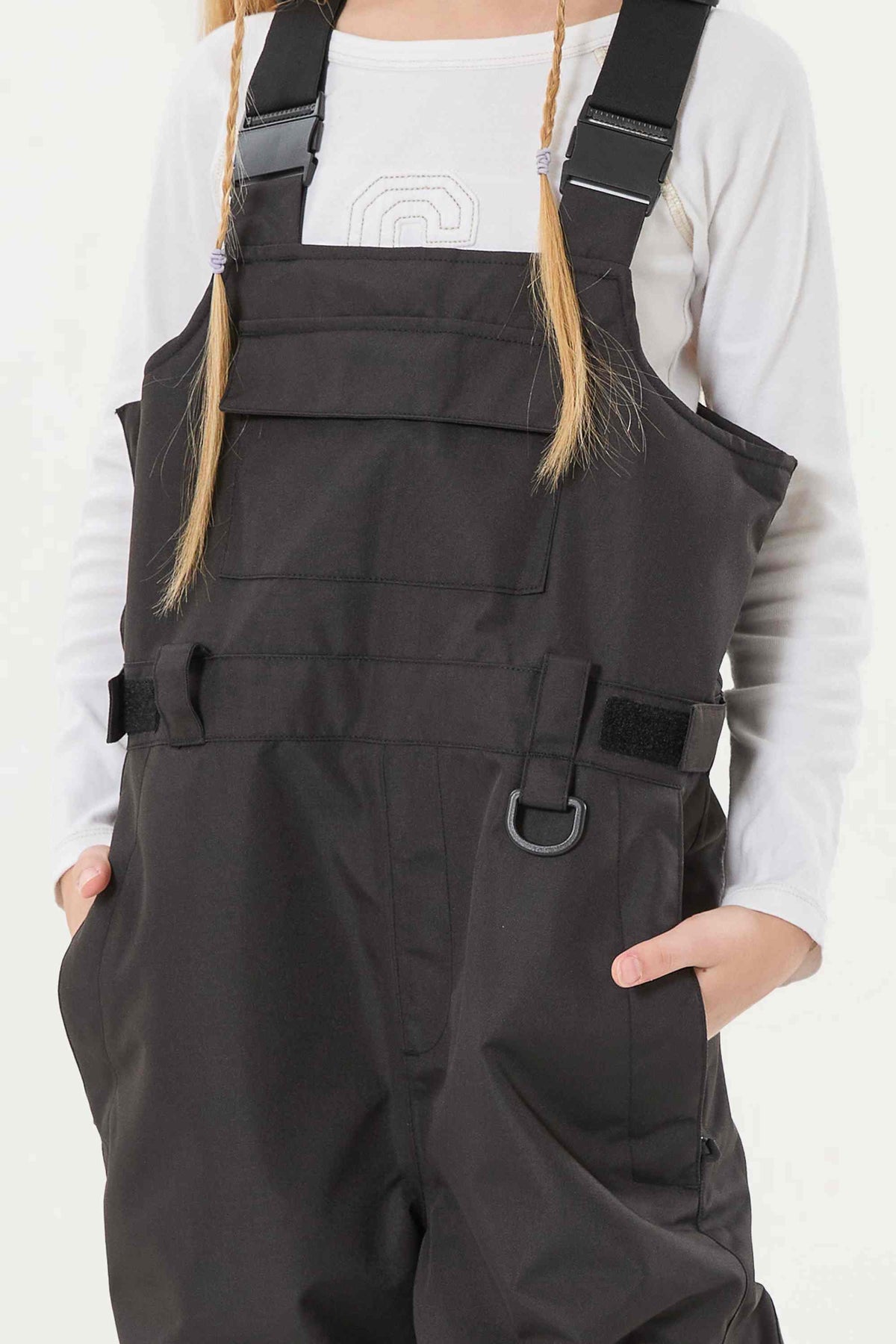 Girls’ Navy Blue Reflective Durable Workwear Snow Bibs