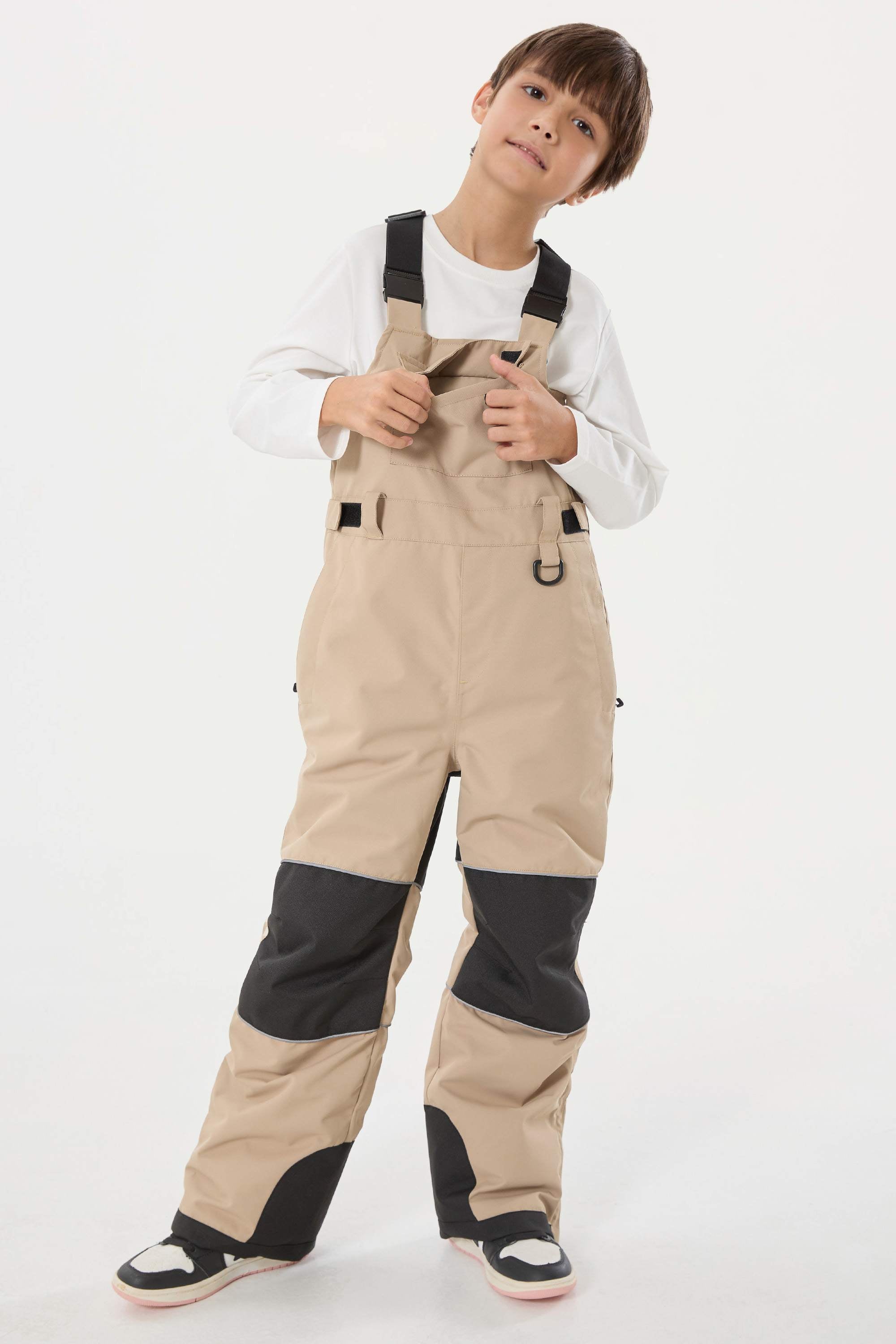Off White Reflective Workwear Ski Bibs Durable Snow Bibs
