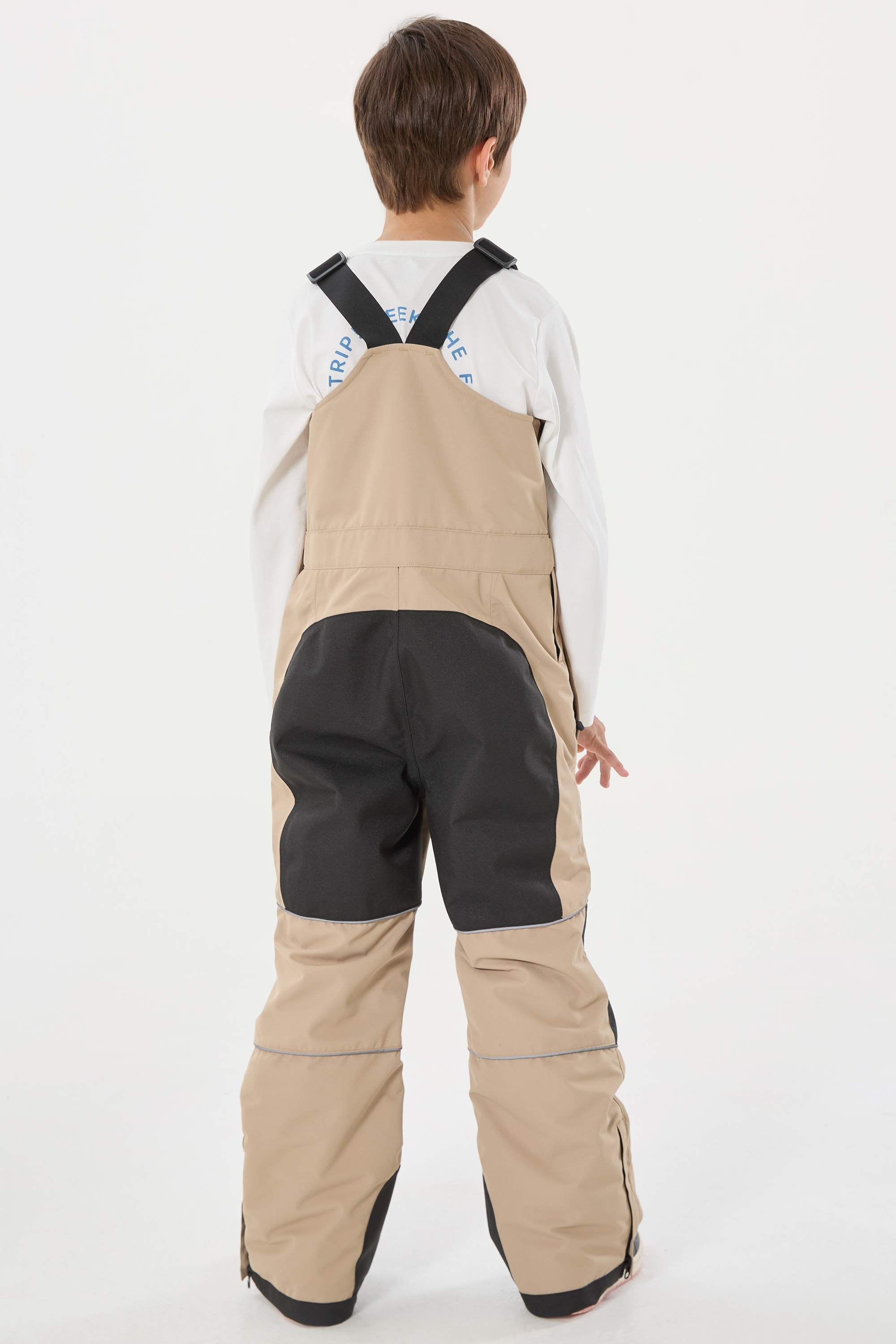 Khaki Reflective Workwear Ski Bibs Durable Snow Bibs