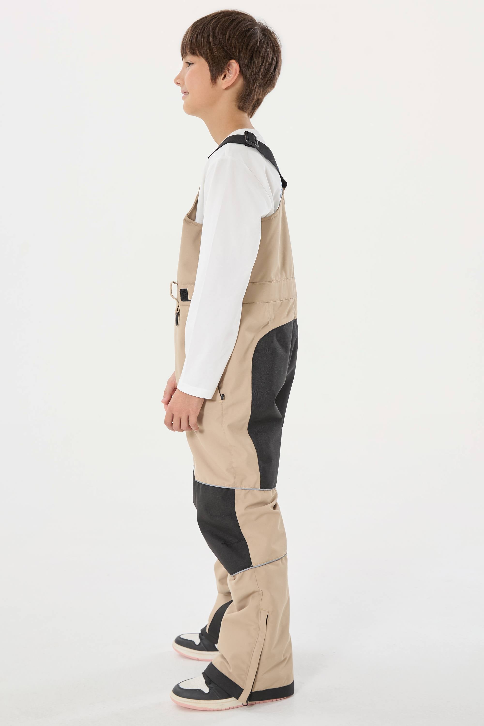 Off White Reflective Workwear Ski Bibs Durable Snow Bibs