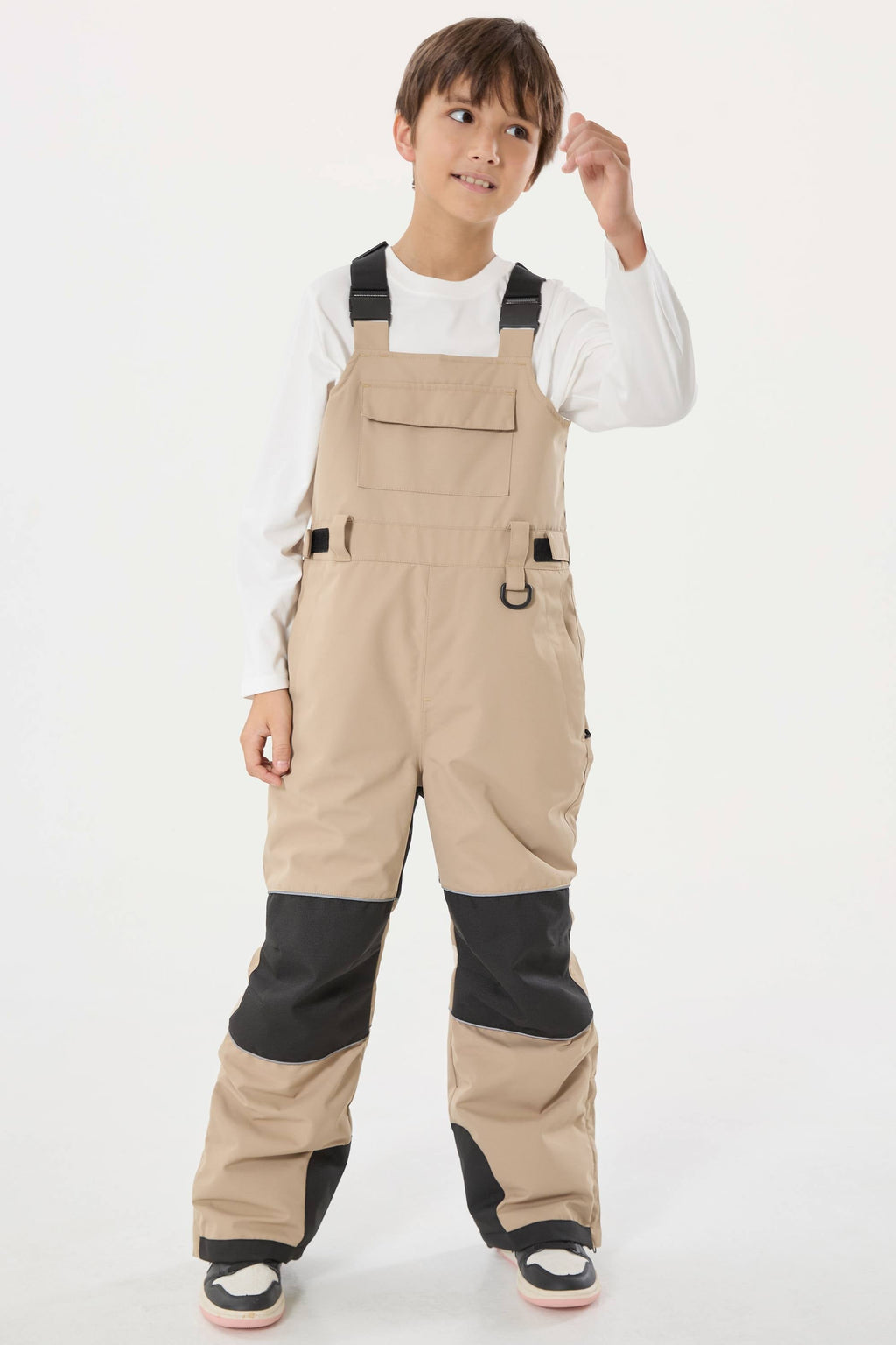 Off White Reflective Workwear Ski Bibs Durable Snow Bibs