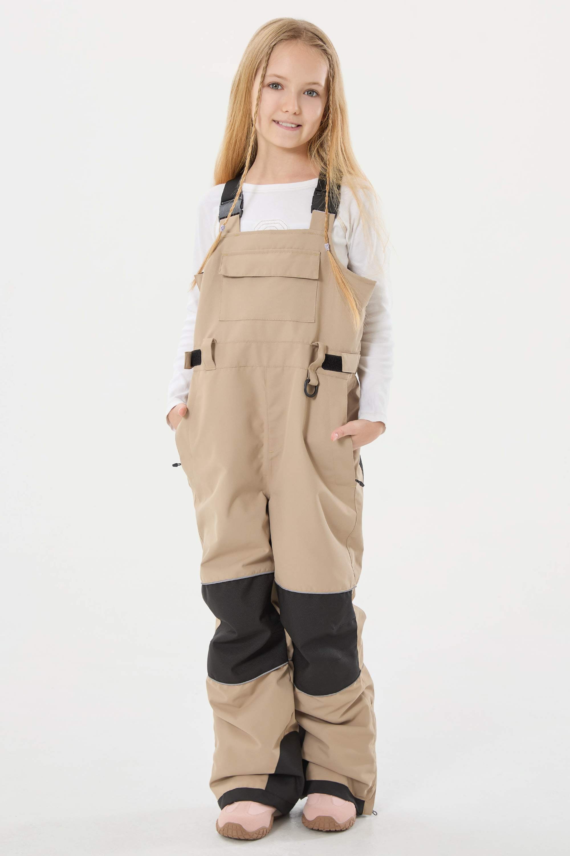 Khaki Reflective Workwear Ski Bibs Durable Snow Bibs Main image