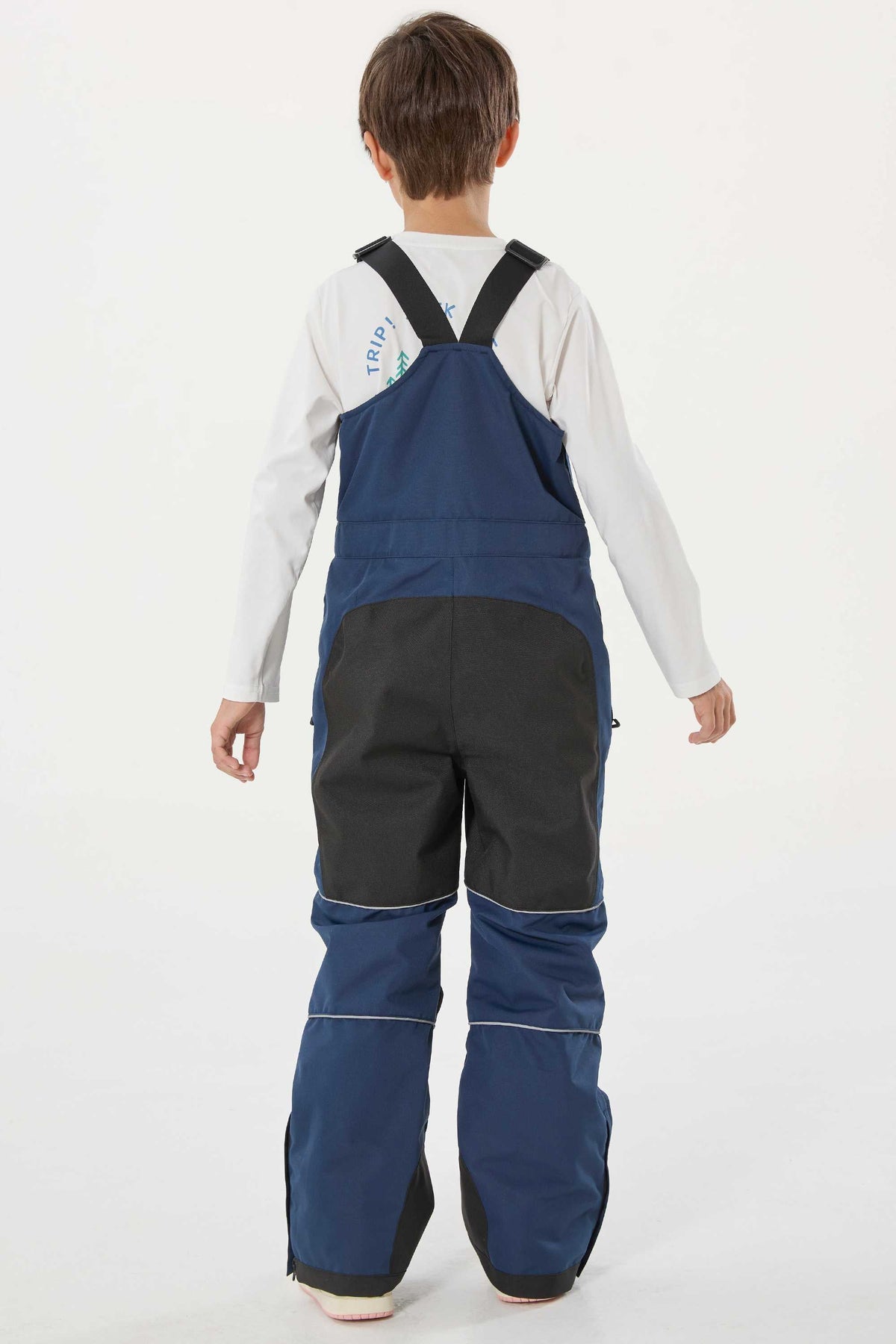 Boys’ Army Green Reflective Durable Workwear Snow Bibs