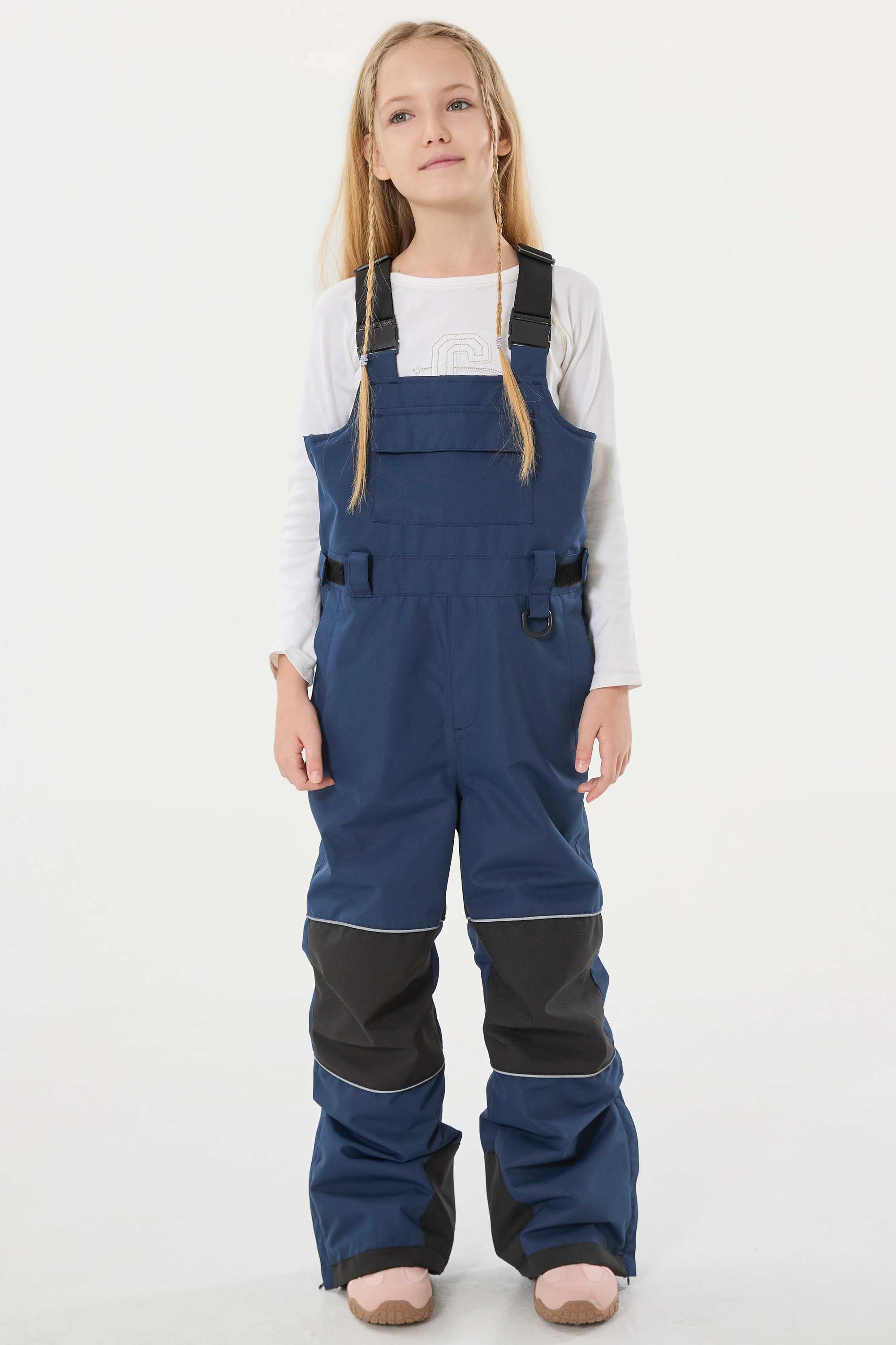 Navy Blue Reflective Workwear Ski Bibs Durable Snow Bibs Main image