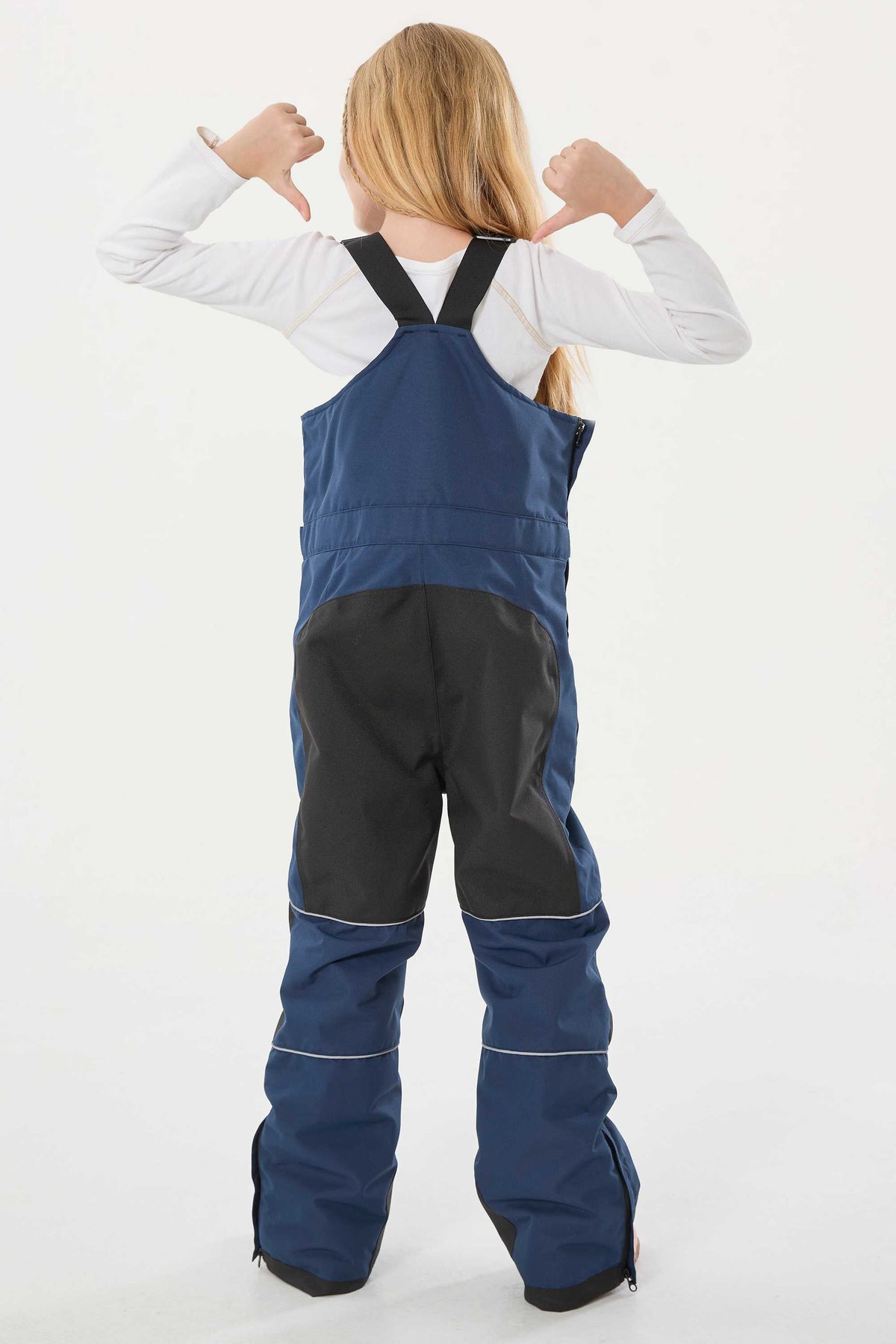 Girls’ Navy Blue Reflective Durable Workwear Snow Bibs
