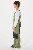 Army Green Reflective Waterproof Ski Bibs Durable Snow Bibs