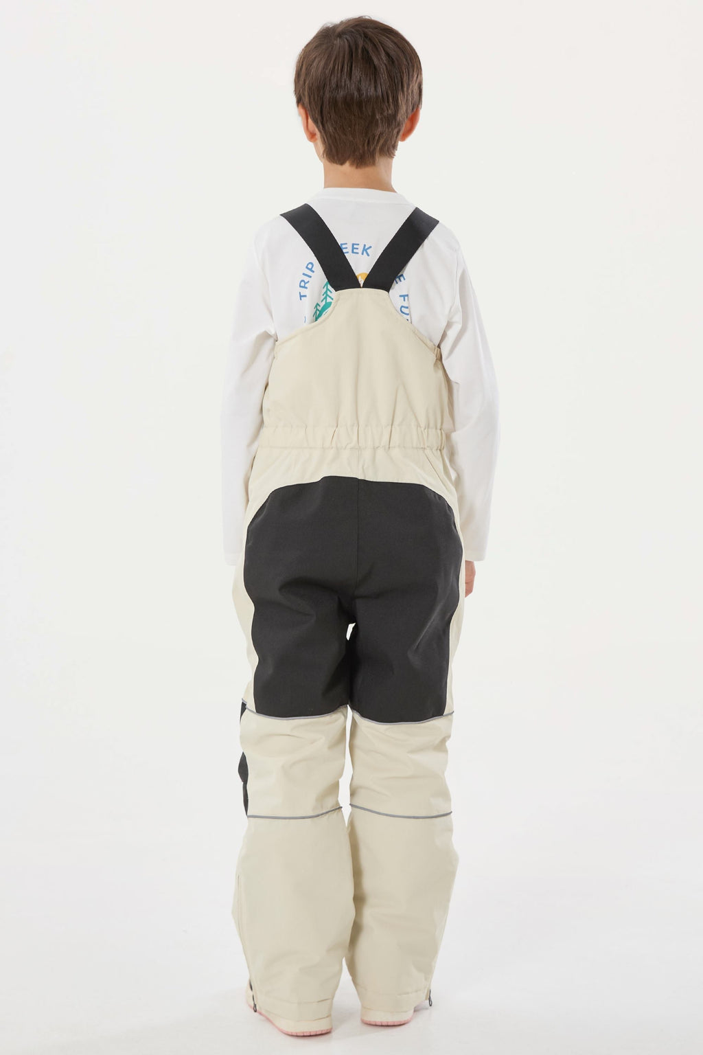 Off White Reflective Waterproof Ski Bibs Durable Snow Bibs