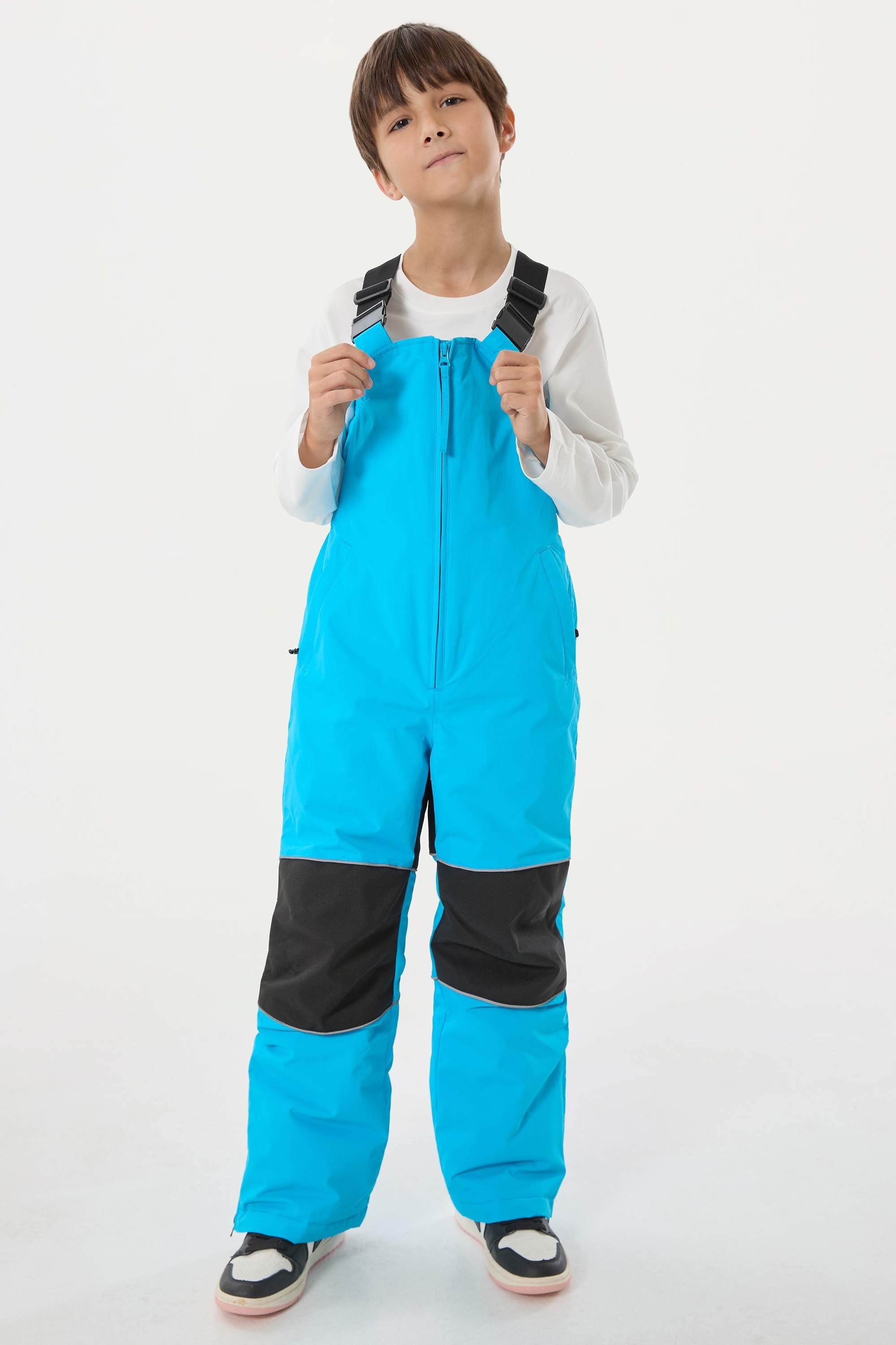 Navy Blue Reflective Waterproof Ski Bibs Durable Snow Bibs