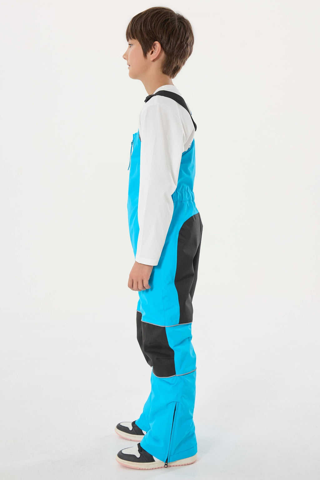 Sky Blue Reflective Waterproof Ski Bibs Durable Snow Bibs