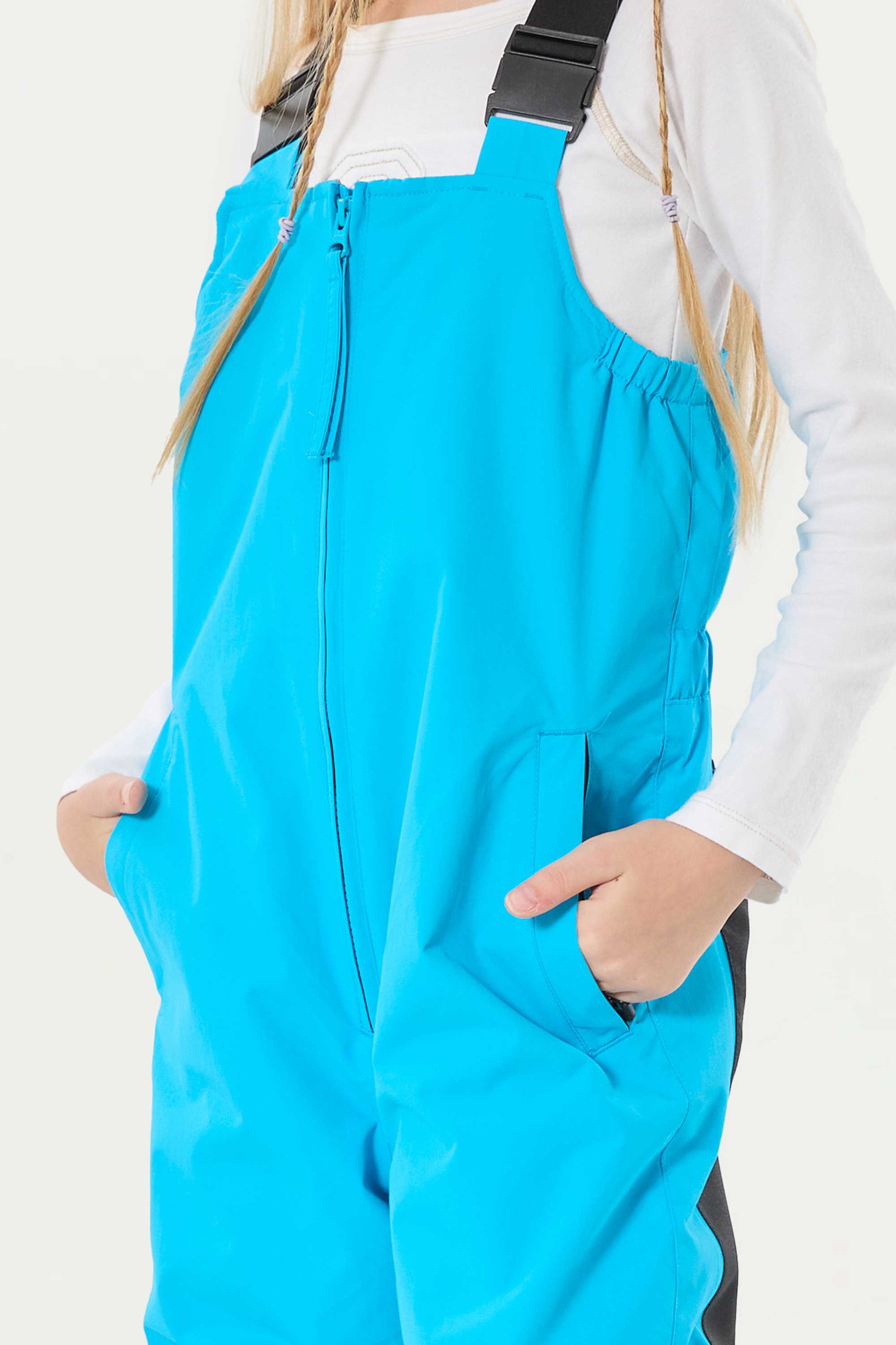 Sky Blue Reflective Waterproof Ski Bibs Durable Snow Bibs Secondary image