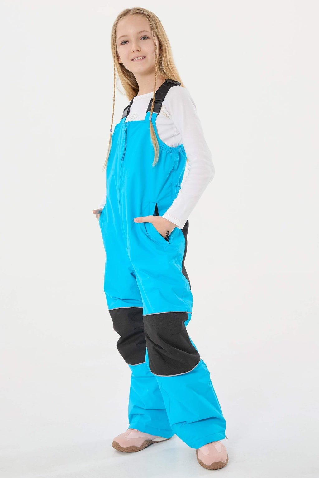 Navy Blue Reflective Waterproof Ski Bibs Durable Snow Bibs