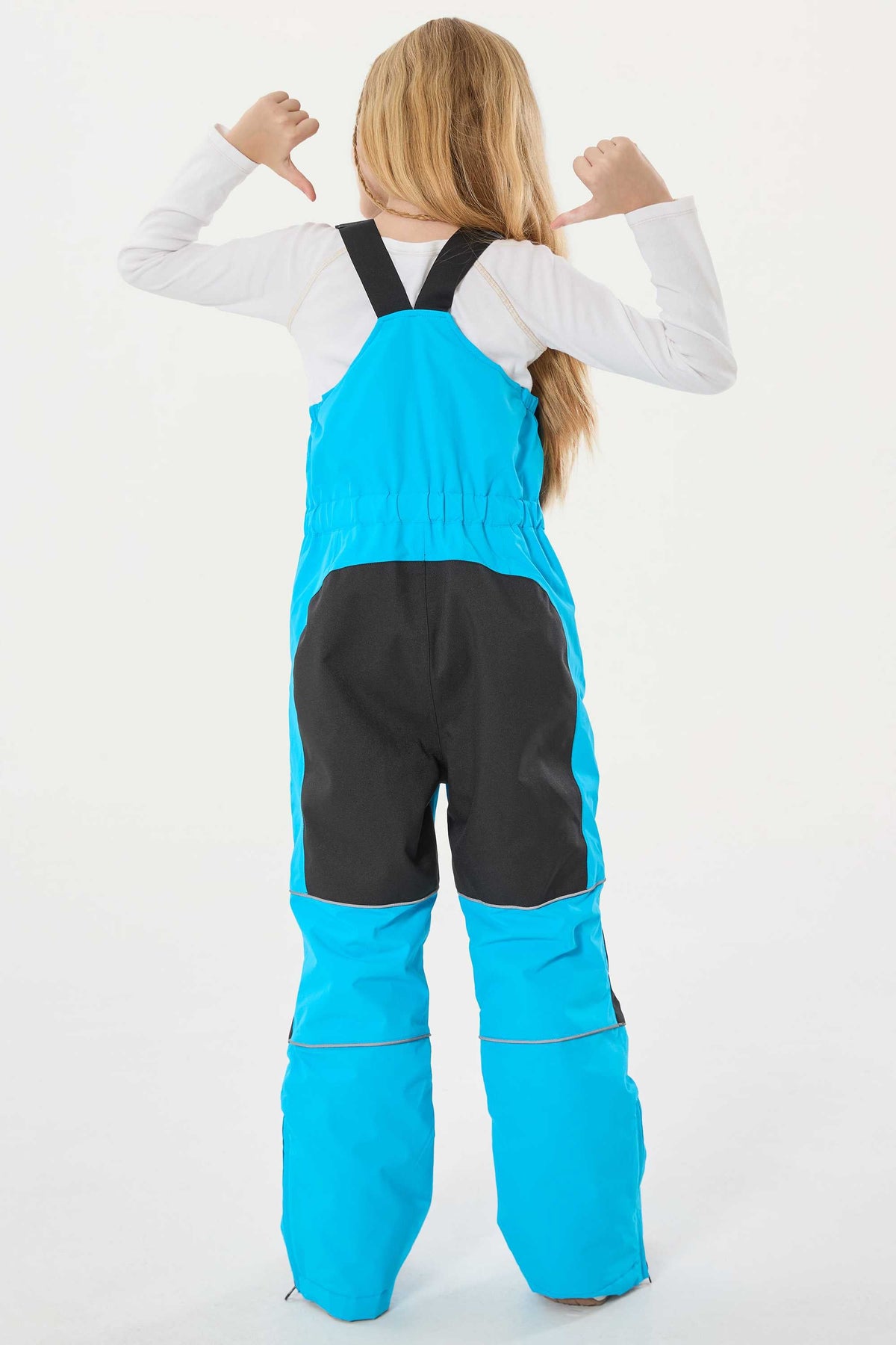 Girls’ Army Green Waterproof Reflective Durable Snow Bibs
