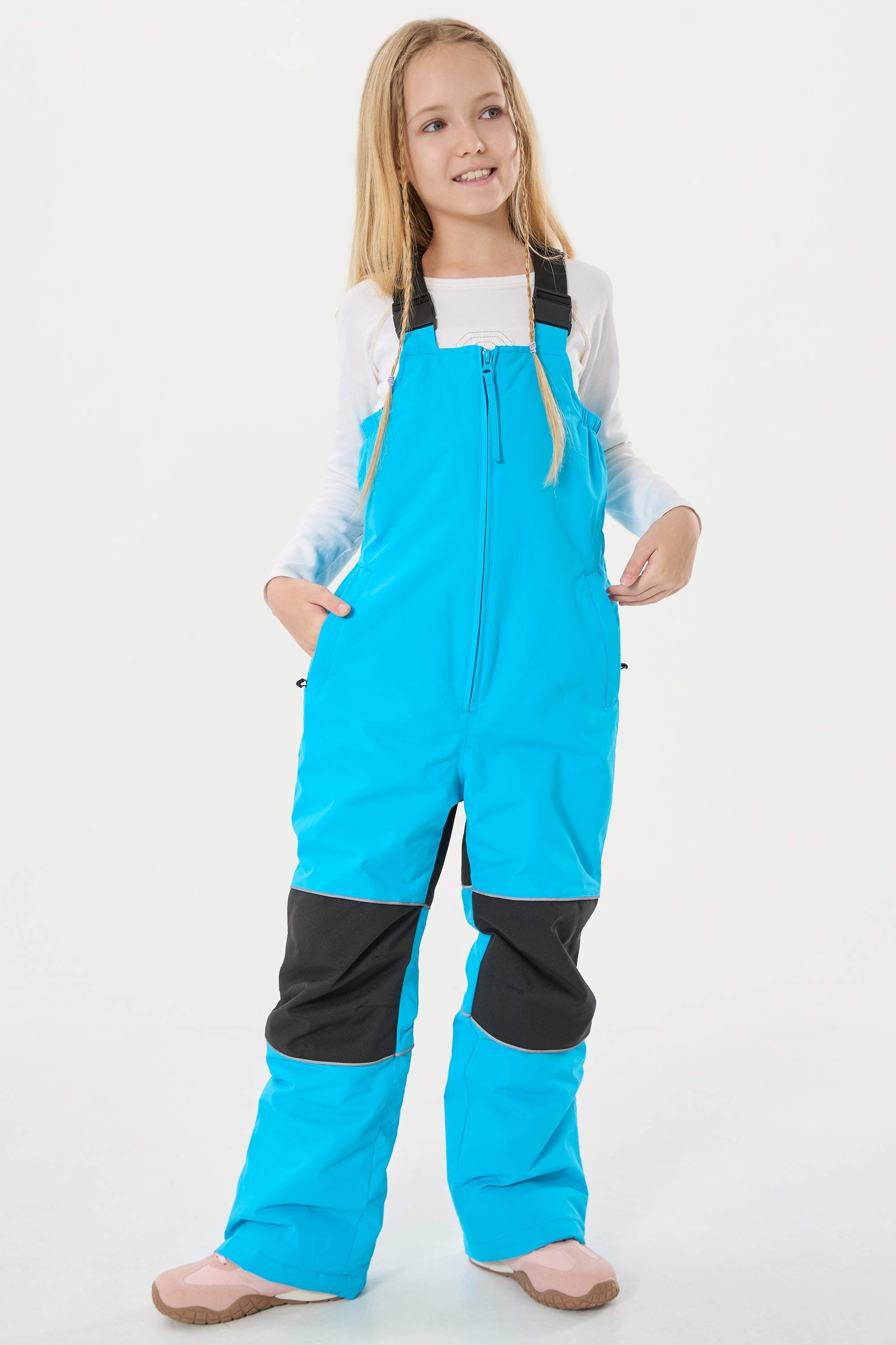 Navy Blue Reflective Waterproof Ski Bibs Durable Snow Bibs