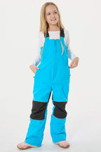 Sky Blue Reflective Waterproof Ski Bibs Durable Snow Bibs