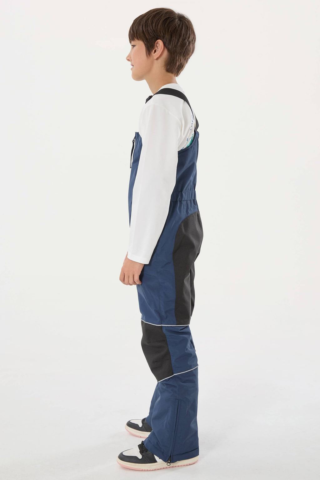 Navy Blue Reflective Waterproof Ski Bibs Durable Snow Bibs