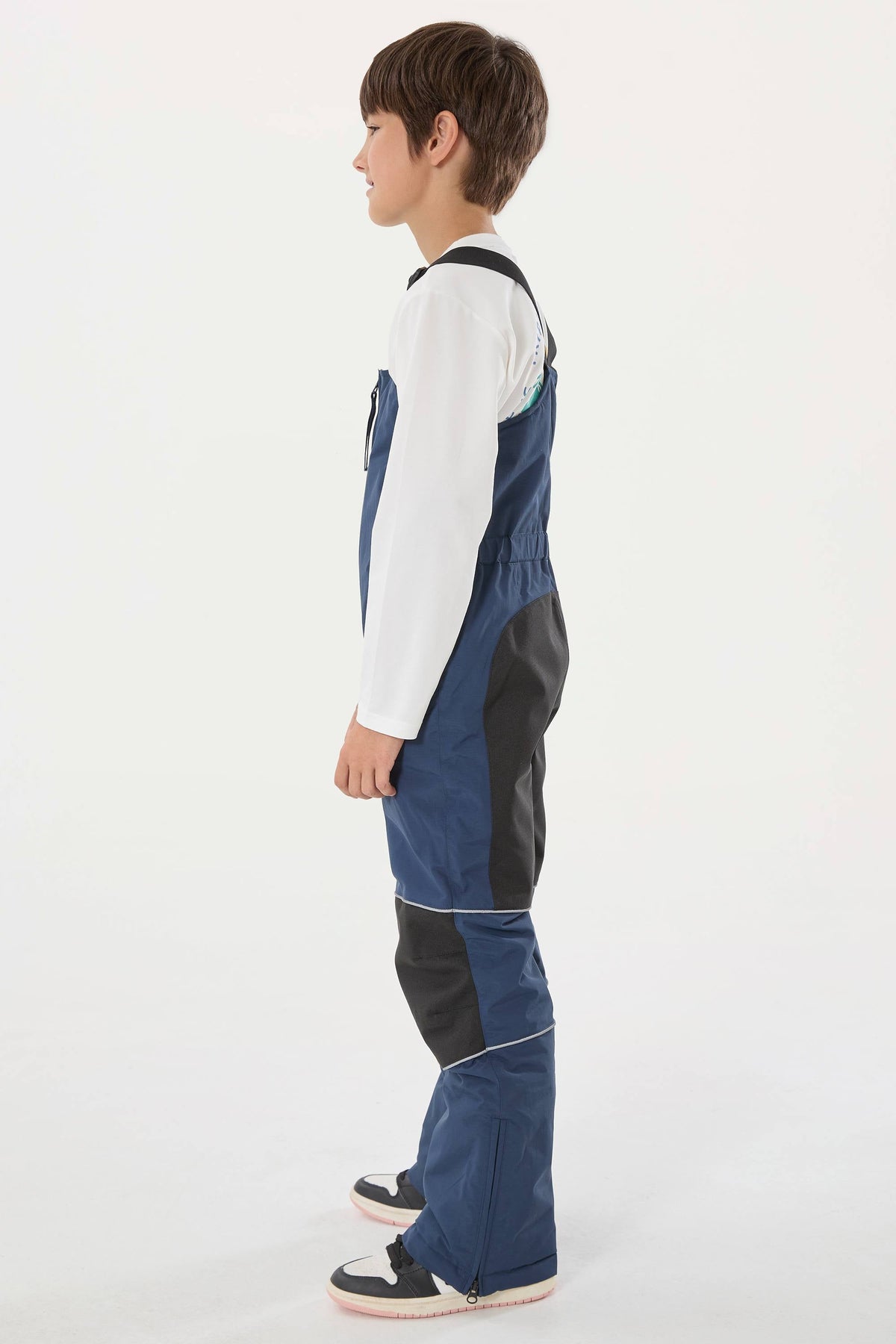 Boys’ Off White Waterproof Reflective Durable Snow Bibs