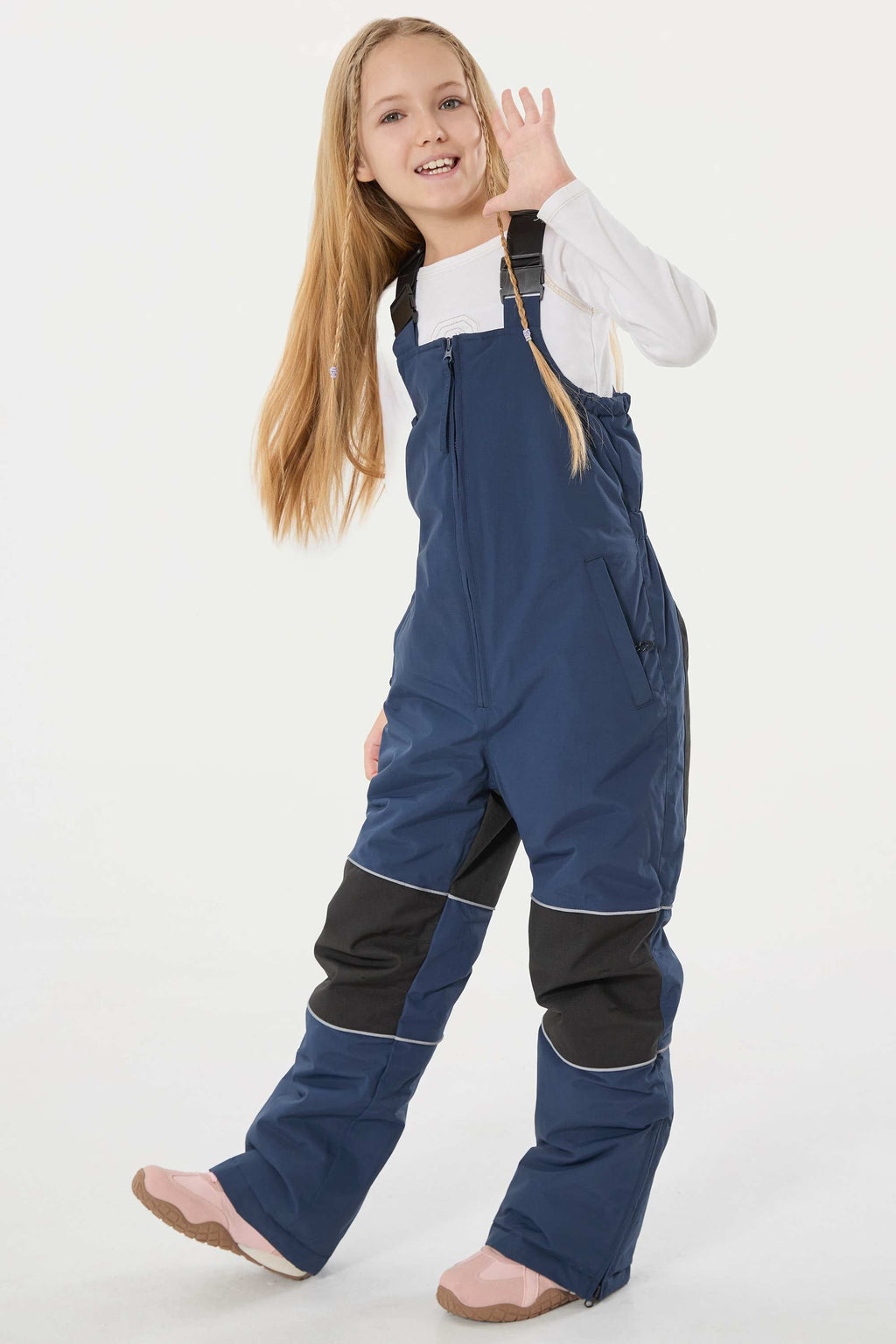 Navy Blue Reflective Waterproof Ski Bibs Durable Snow Bibs