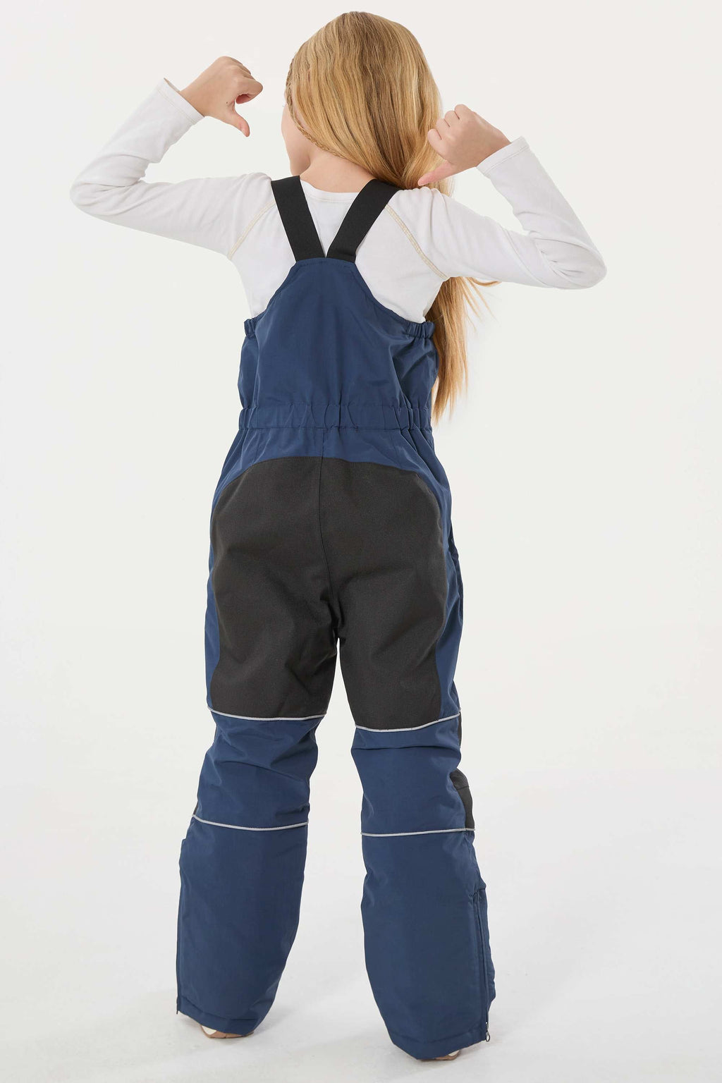 Navy Blue Reflective Waterproof Ski Bibs Durable Snow Bibs