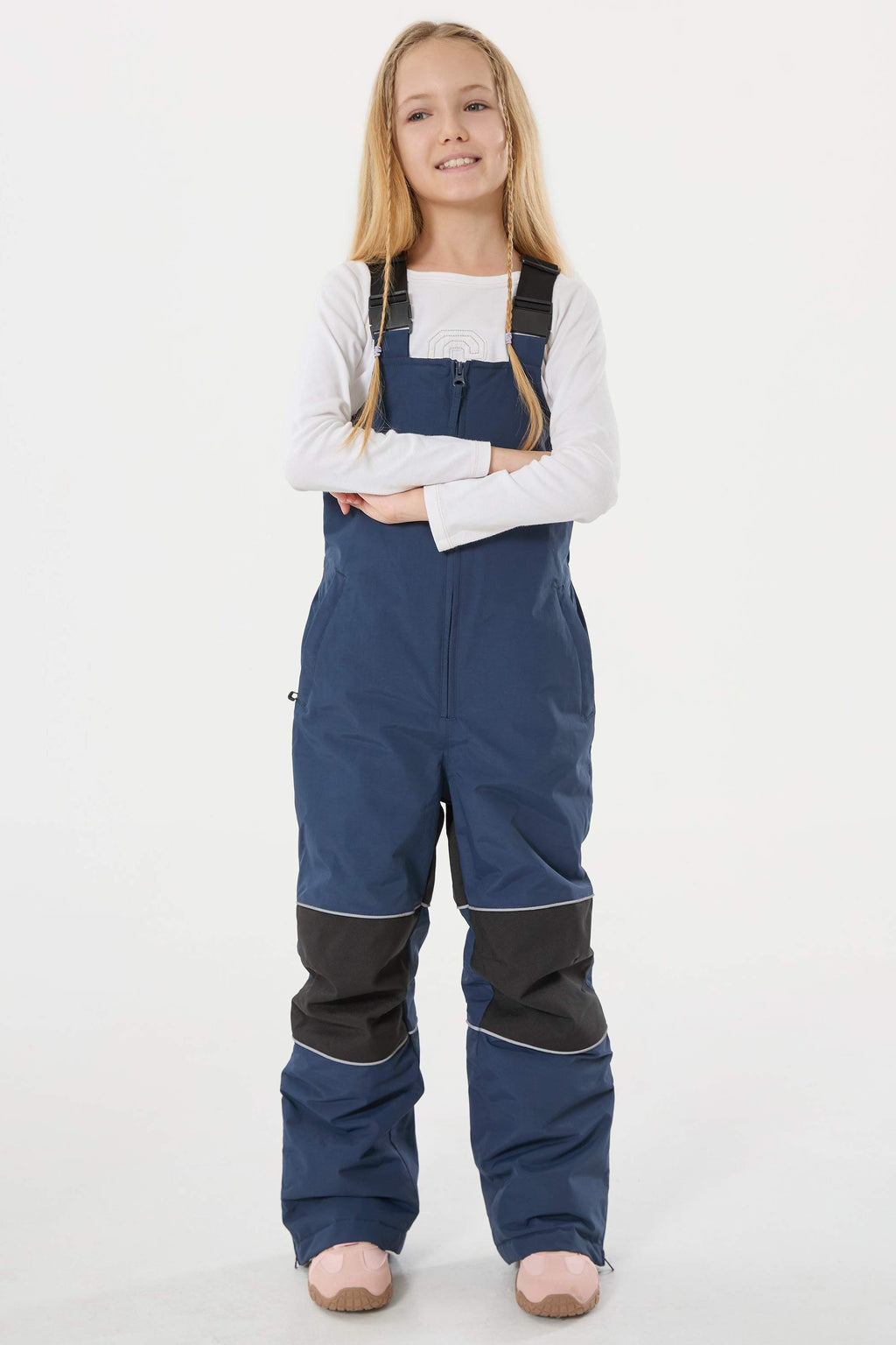 Navy Blue Reflective Waterproof Ski Bibs Durable Snow Bibs
