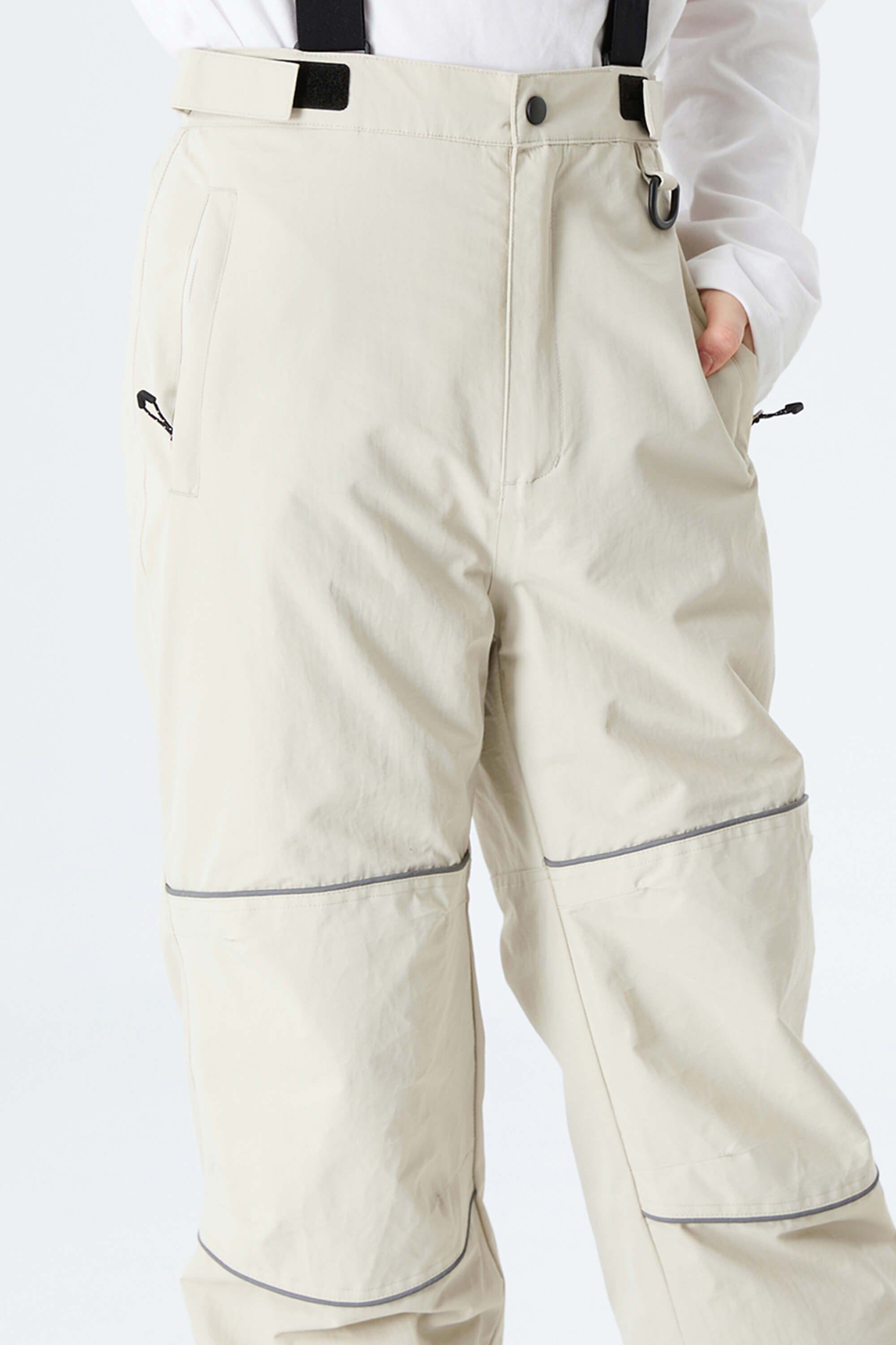 Boys' Off White Reflective Piping Insulated Waterproof Snow Pants Toissijaiskuva