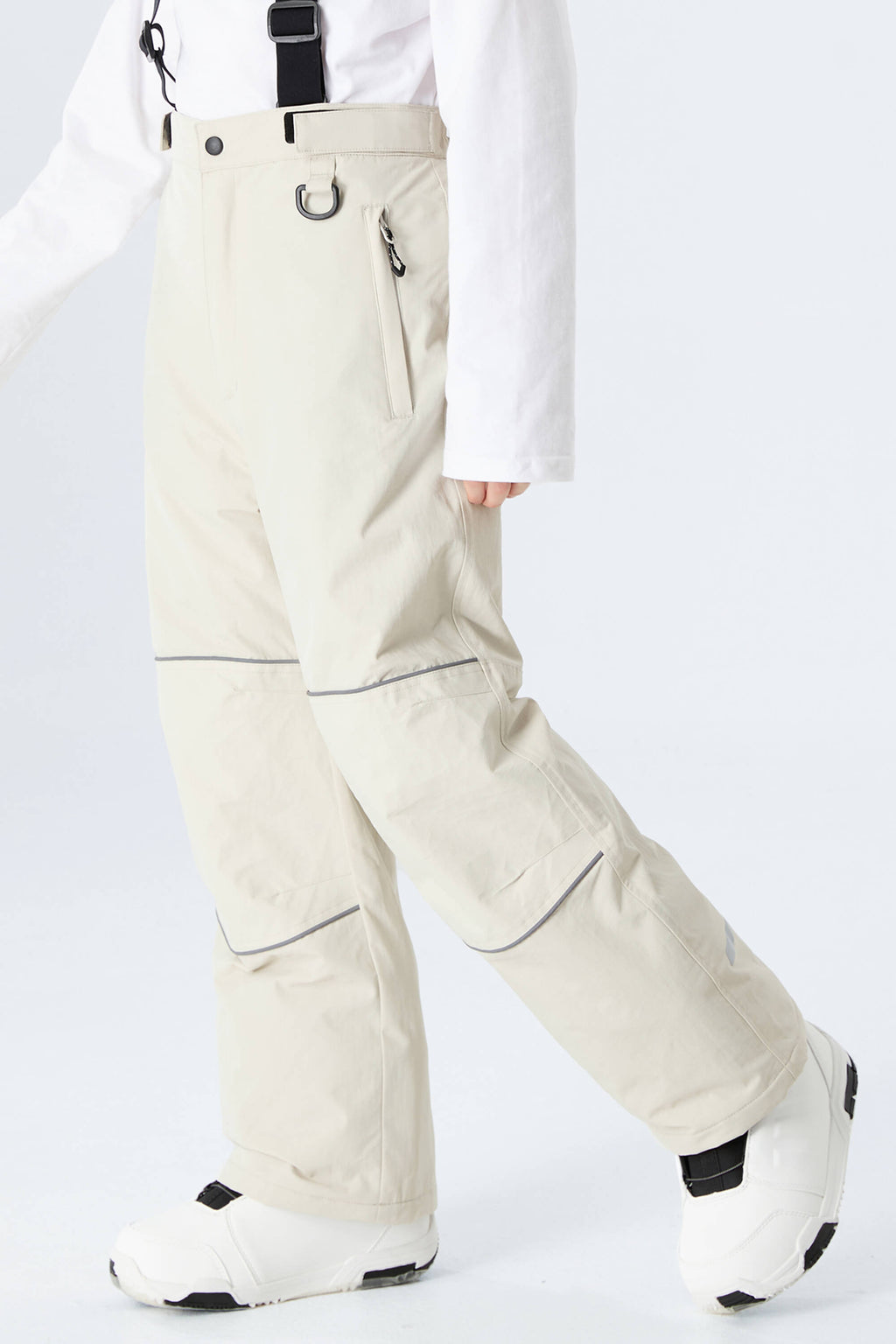 Boys' Gray Reflective Piping Insulated Snow Pants