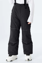 Boys' Black Reflective Piping Insulated Waterproof Snow Pants