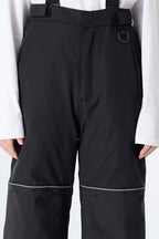 Boys' Black Reflective Piping Insulated Waterproof Snow Pants