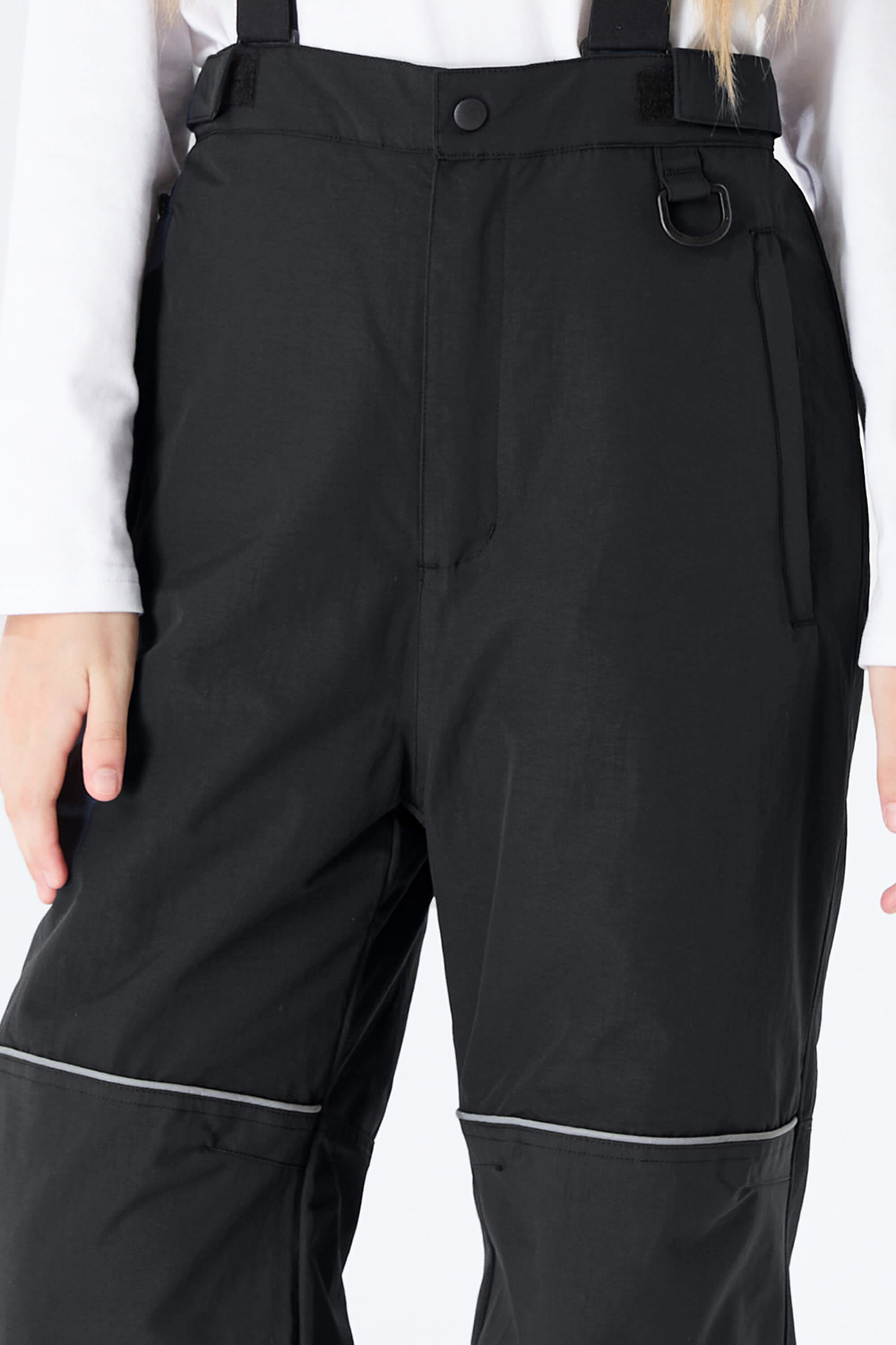 Girls' Black Reflective Piping Insulated Waterproof Snow Pants Toissijaiskuva