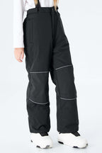 Girls' Black Reflective Piping Insulated Snow Pants