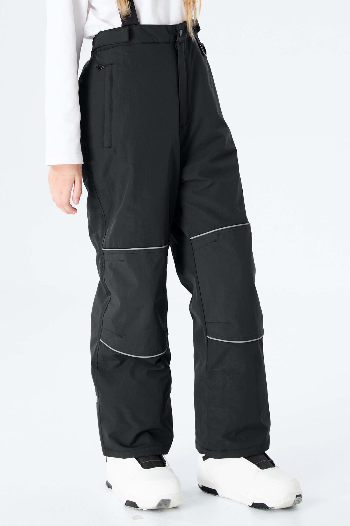 Girls' Pink Reflective Piping Insulated Snow Pants