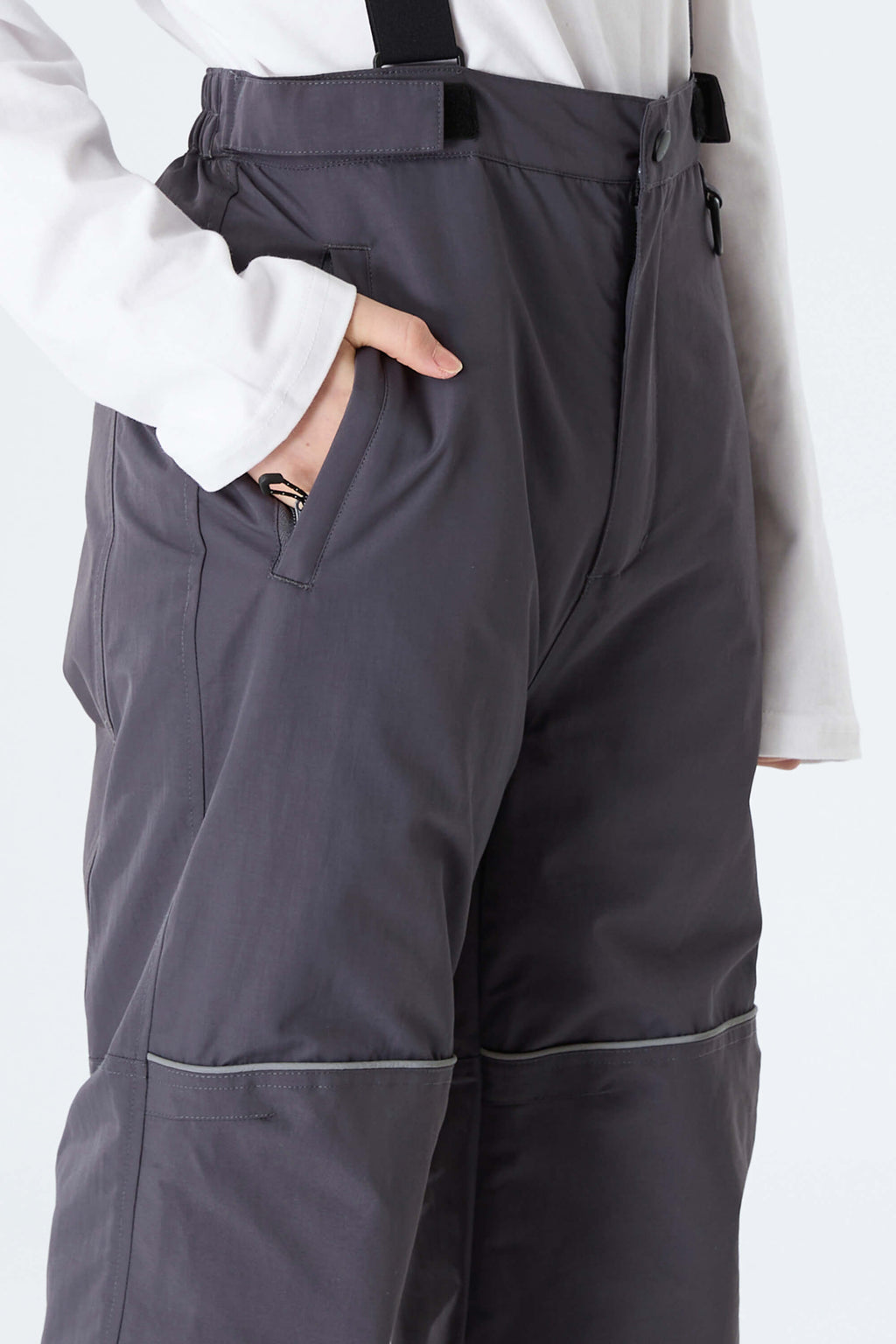 Boys' Gray Reflective Piping Insulated Snow Pants