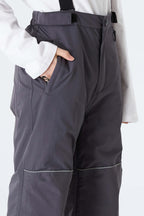 Boys' Gray Reflective Piping Insulated Snow Pants
