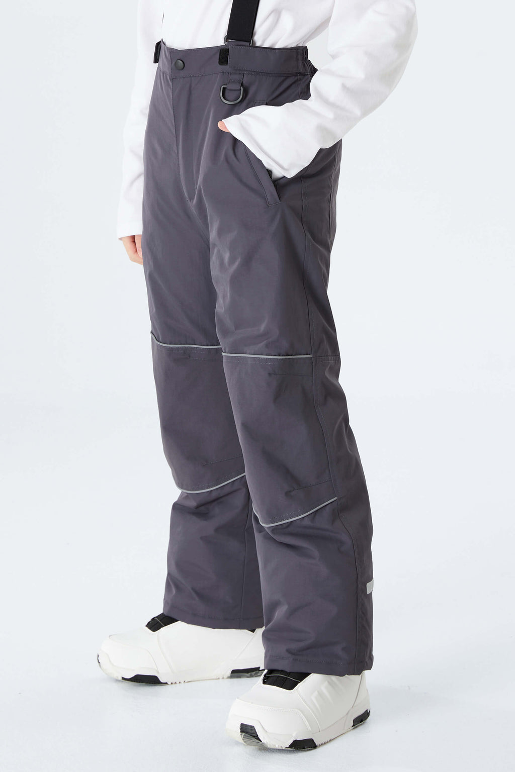 Boys' Navy Blue Reflective Piping Insulated Snow Pants