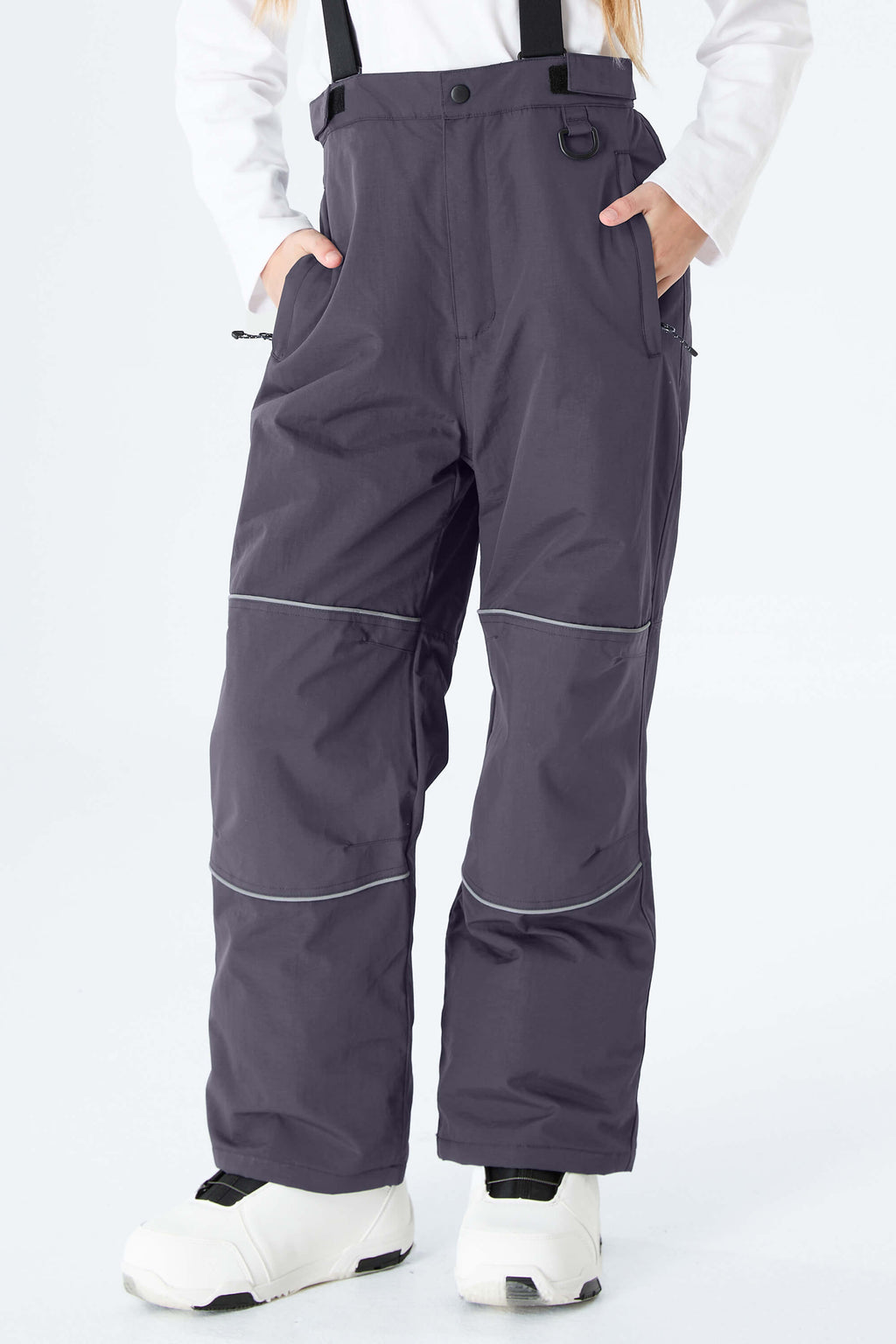 Girls' Lavender Reflective Piping Insulated Snow Pants