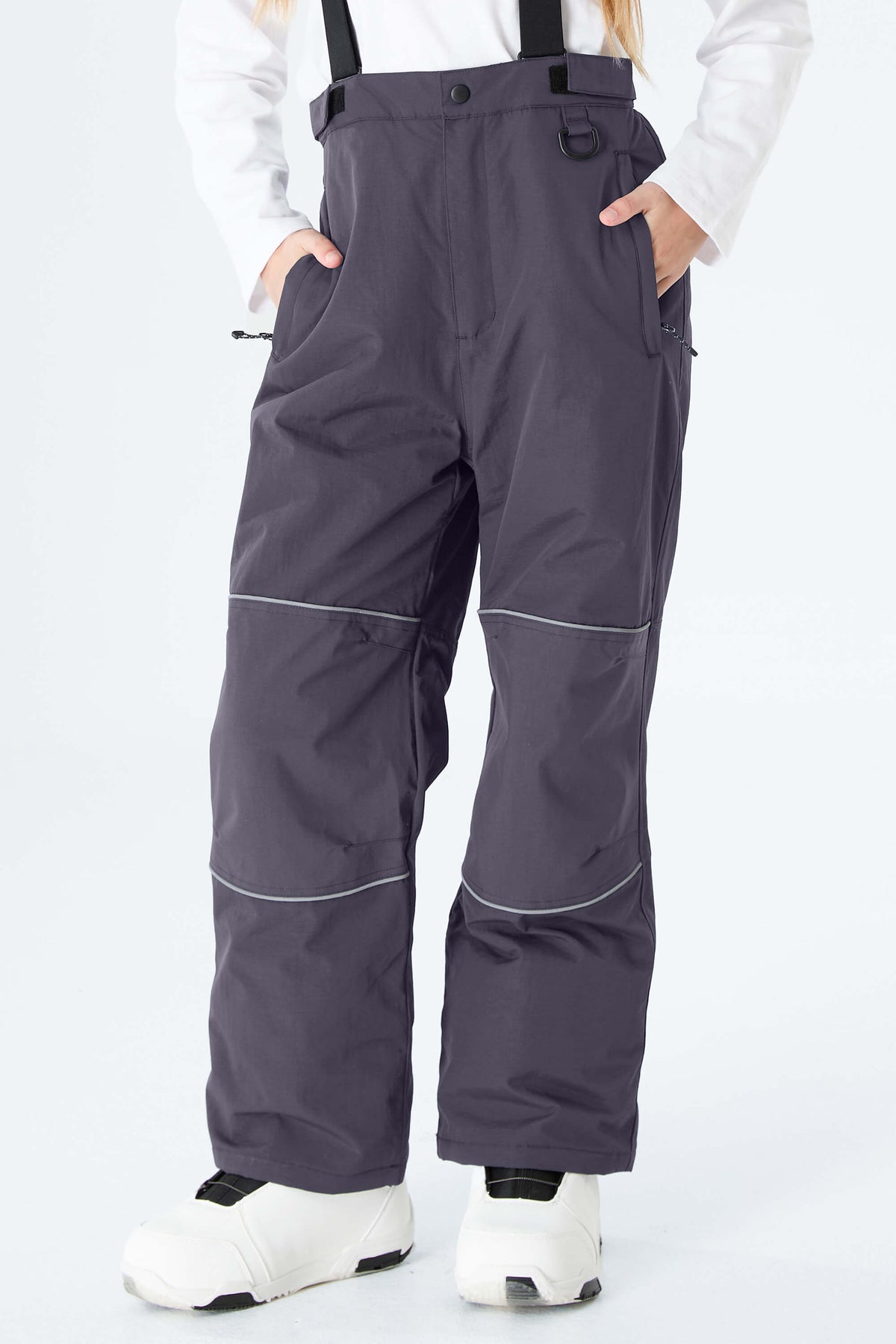 Girls' Lavender Reflective Piping Insulated Snow Pants