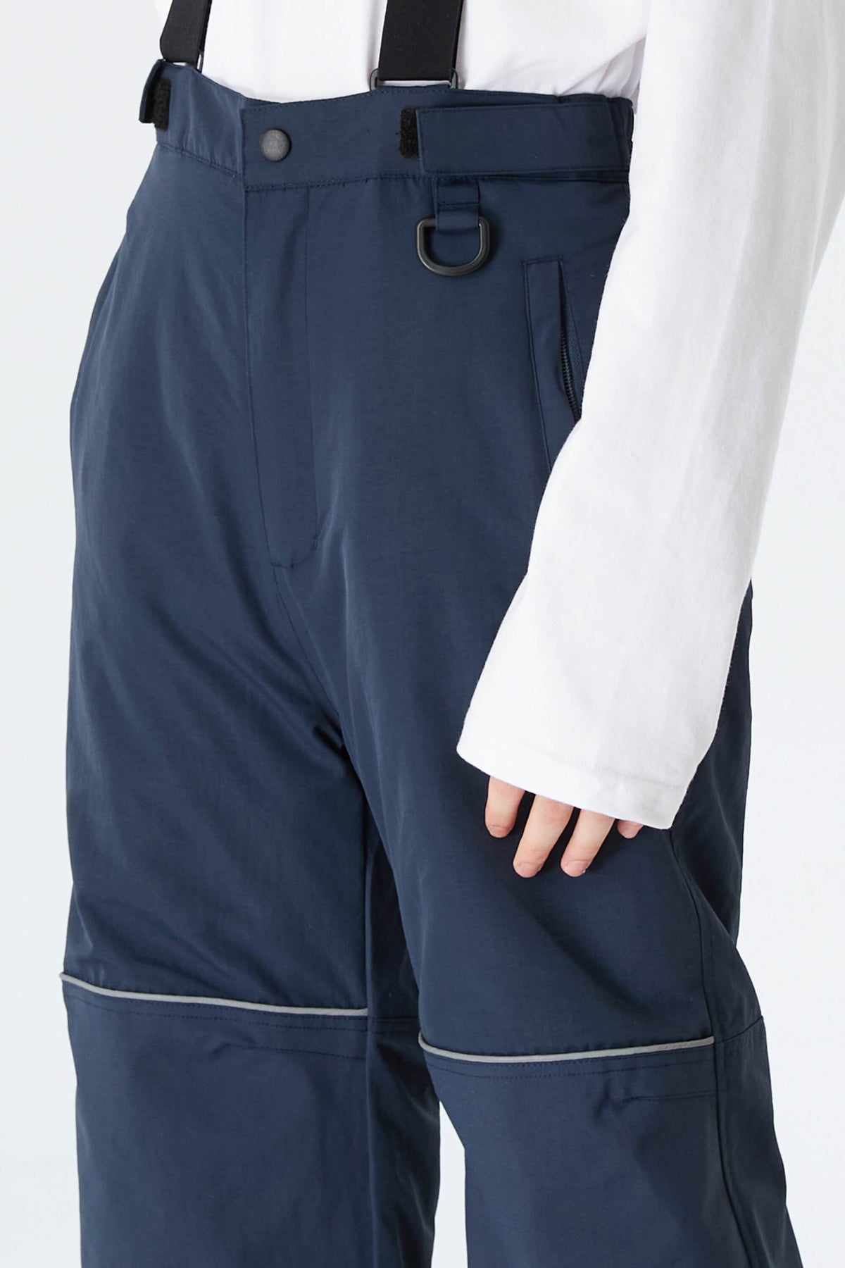 Boys' Navy Blue Reflective Piping Insulated Snow Pants